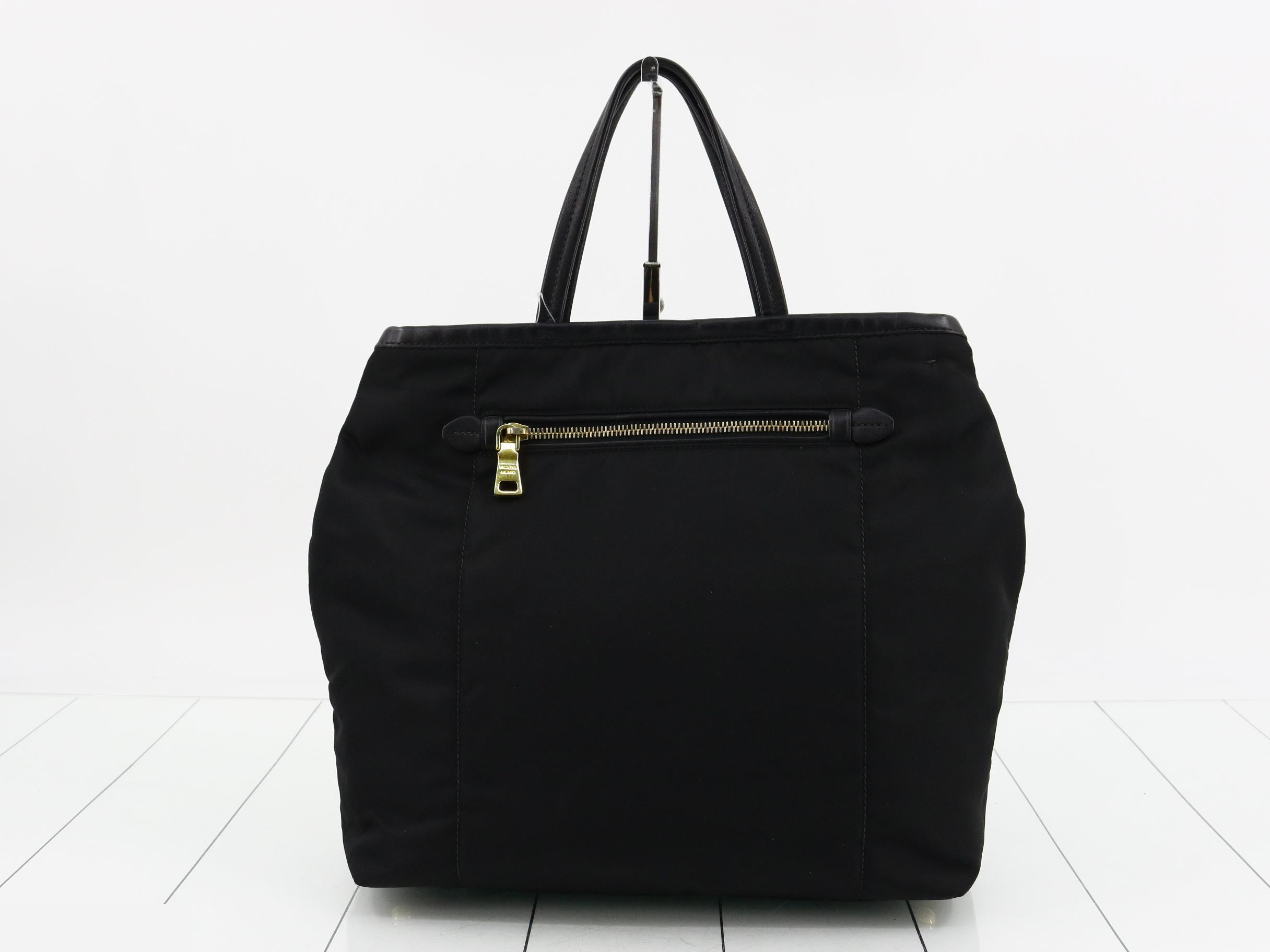 Tote bag, nylon/leather, black — view 2