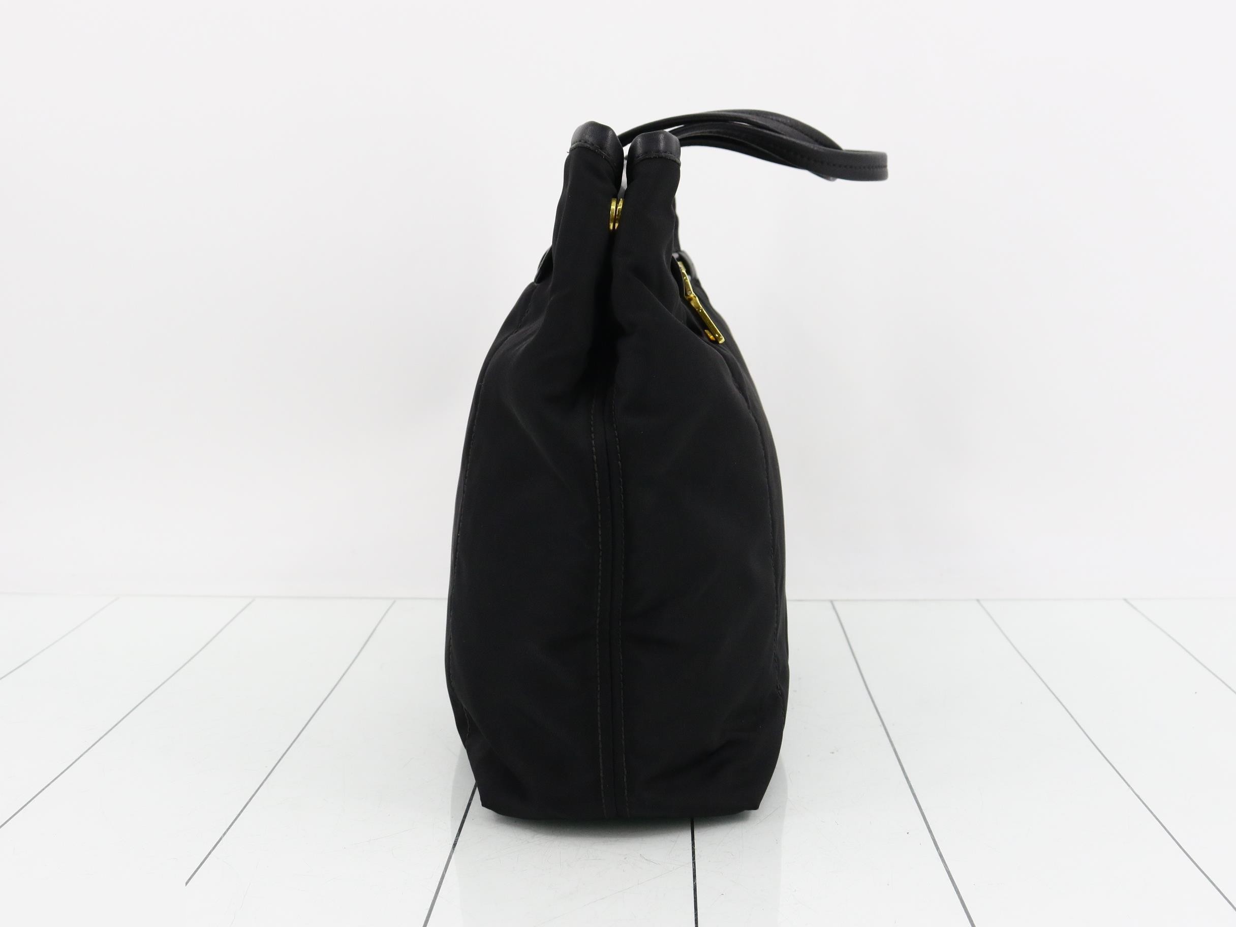 Tote bag, nylon/leather, black — view 3