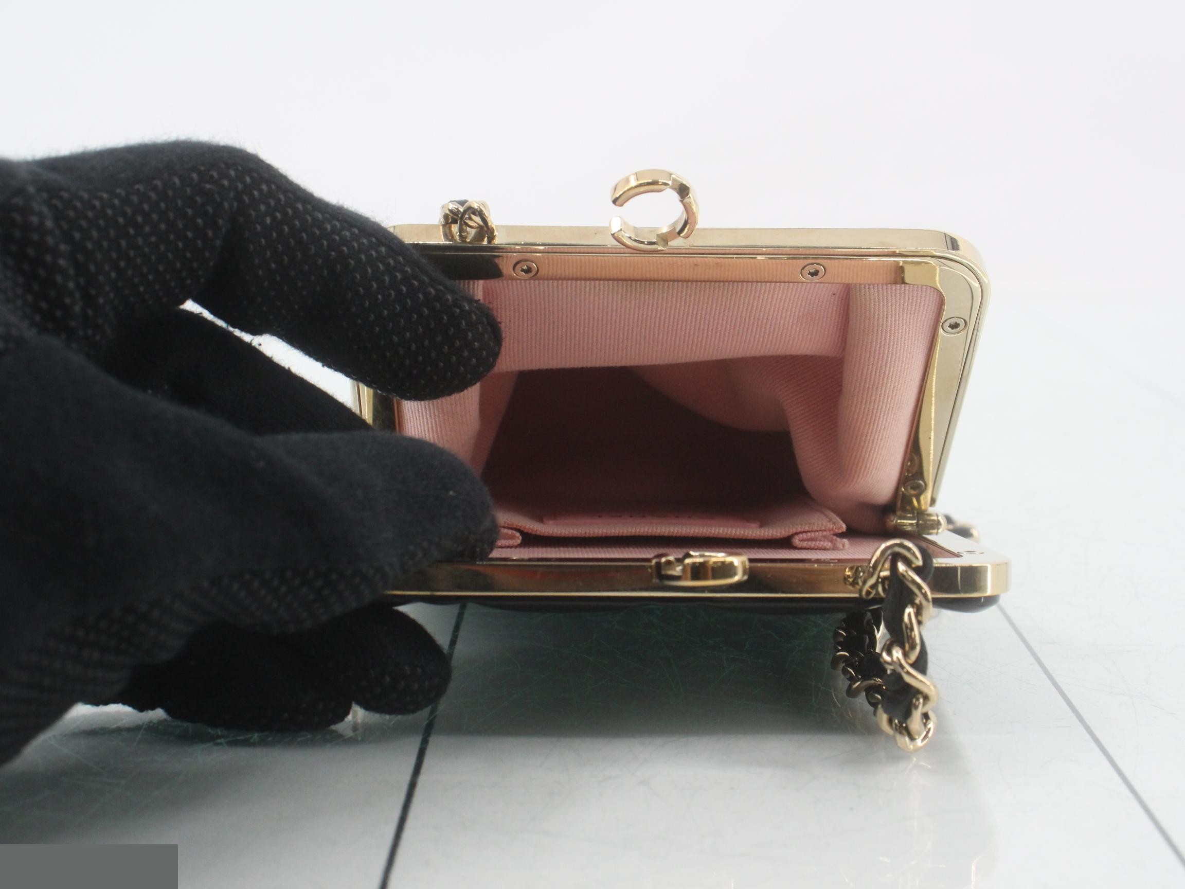 Leather coin purse chain shoulder bag — view 4