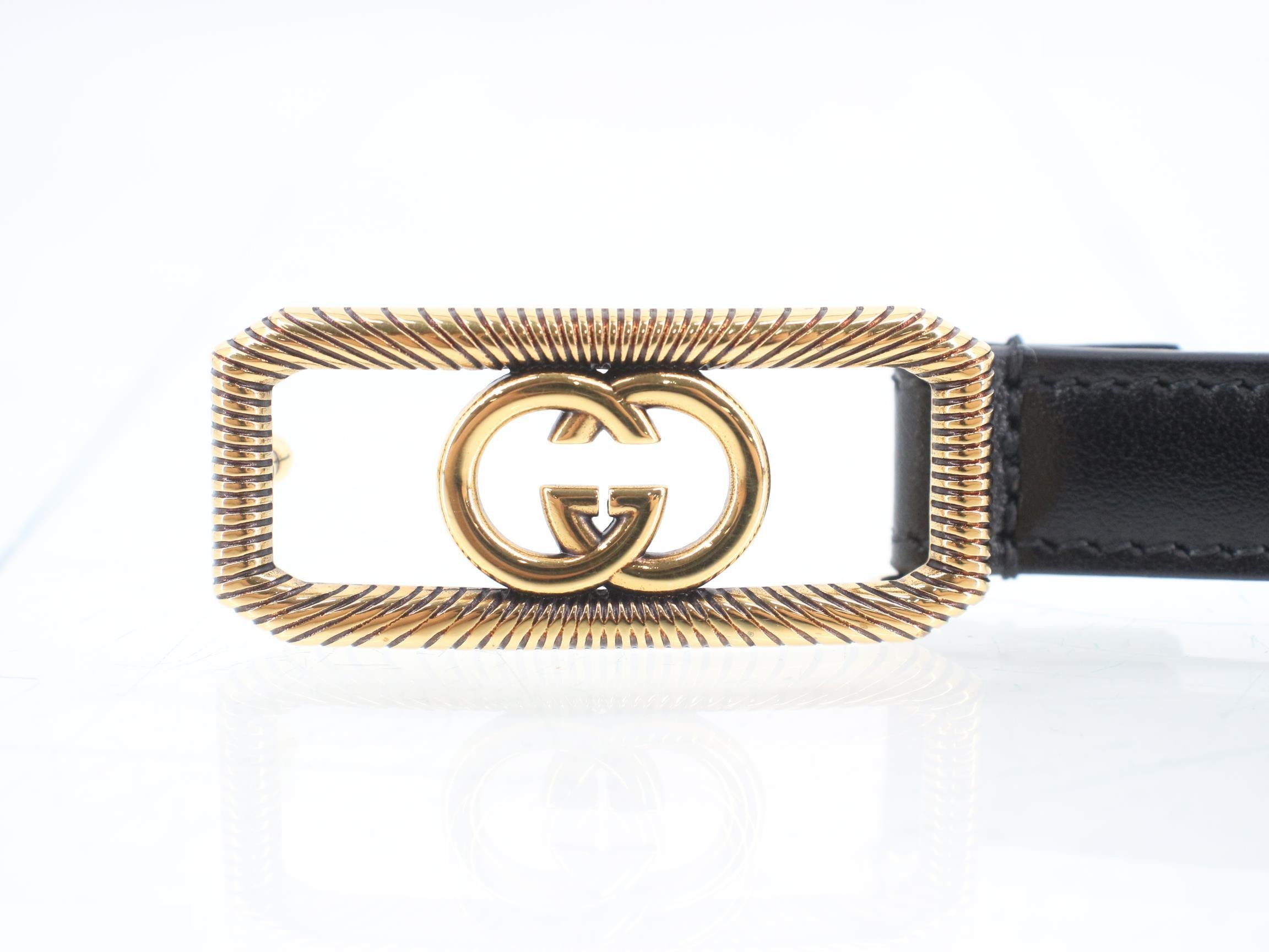 Interlocking G Slim Belt, Black — view 3