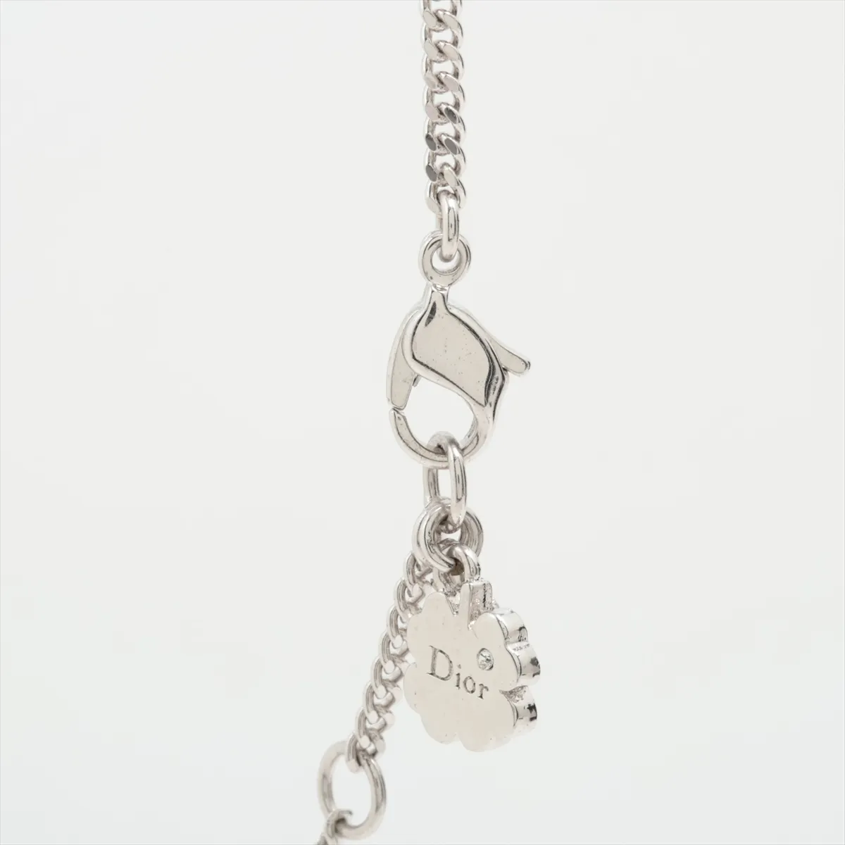 D Logo Necklace GP x Rhinestone Silver — view 3