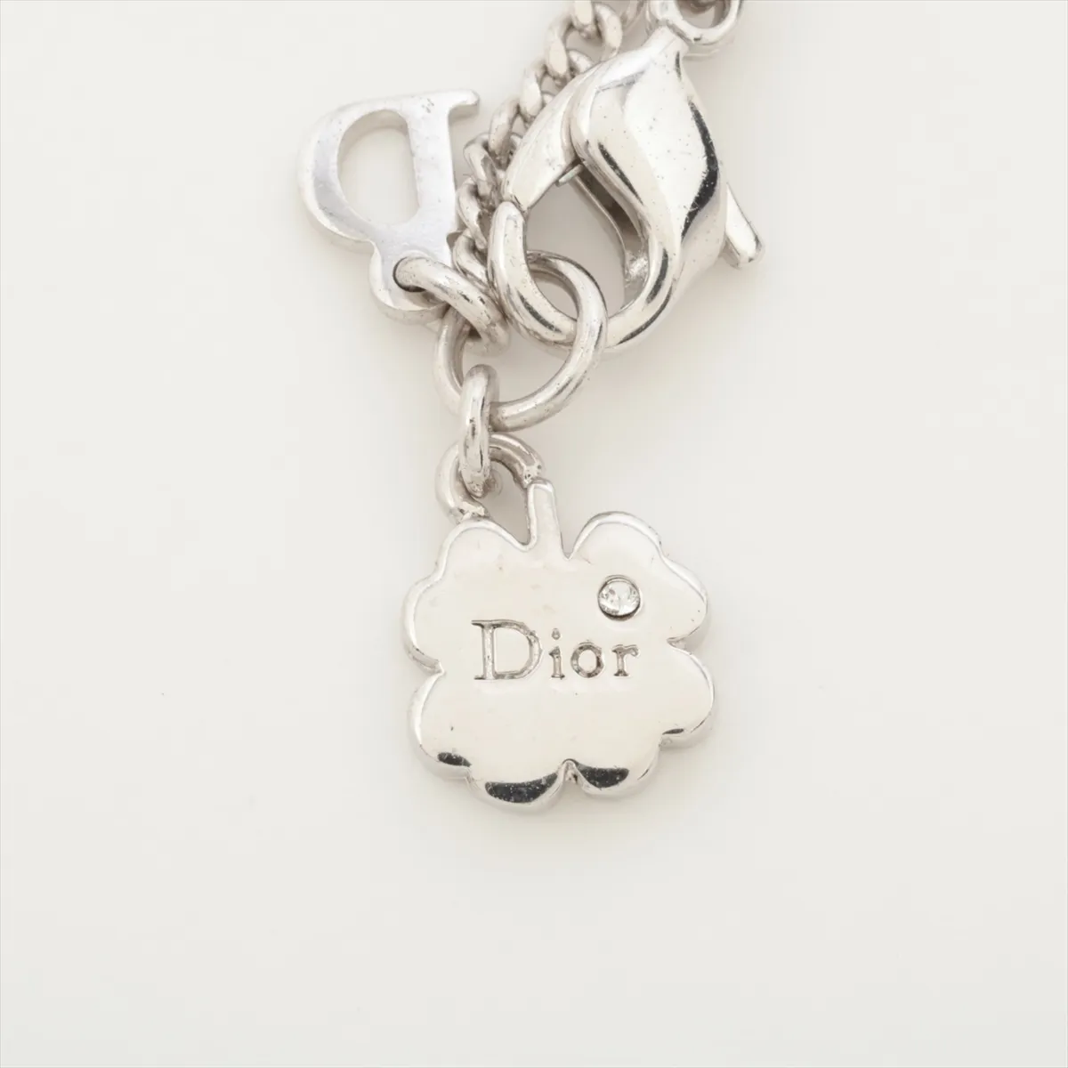 D Logo Necklace GP x Rhinestone Silver — view 4