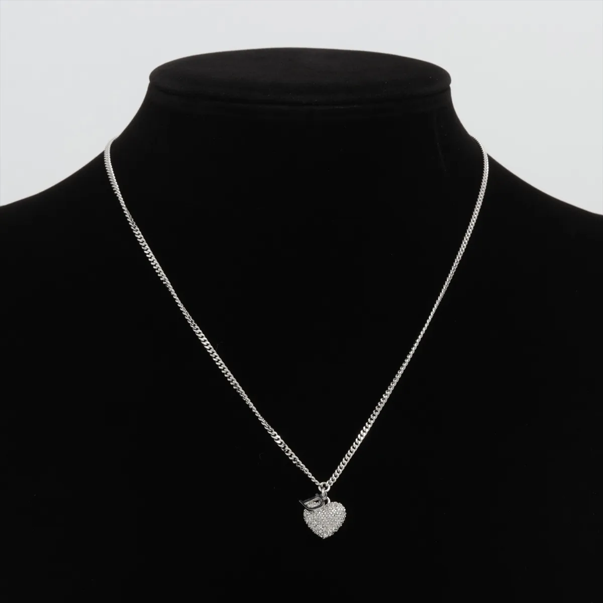 D Logo Necklace GP x Rhinestone Silver — view 5