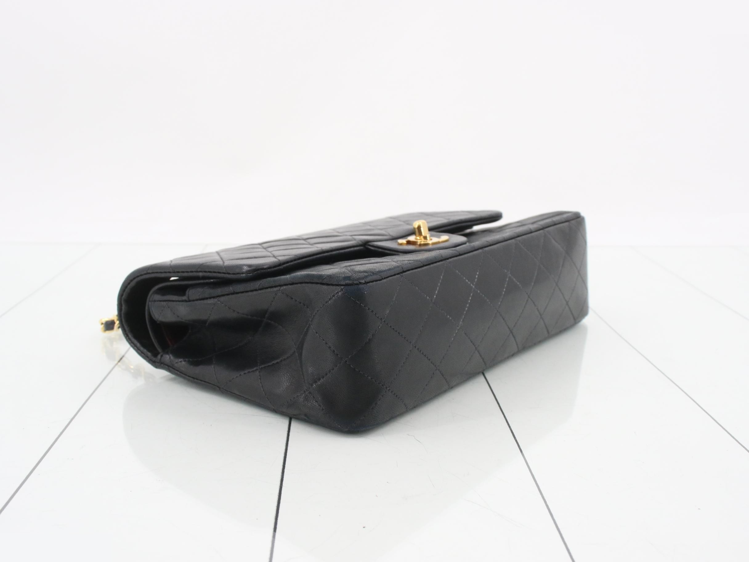 Matelassé 25 Double Chain Shoulder Bag, Double Flap, Lambskin, Black, Series 2, W25 — view 5