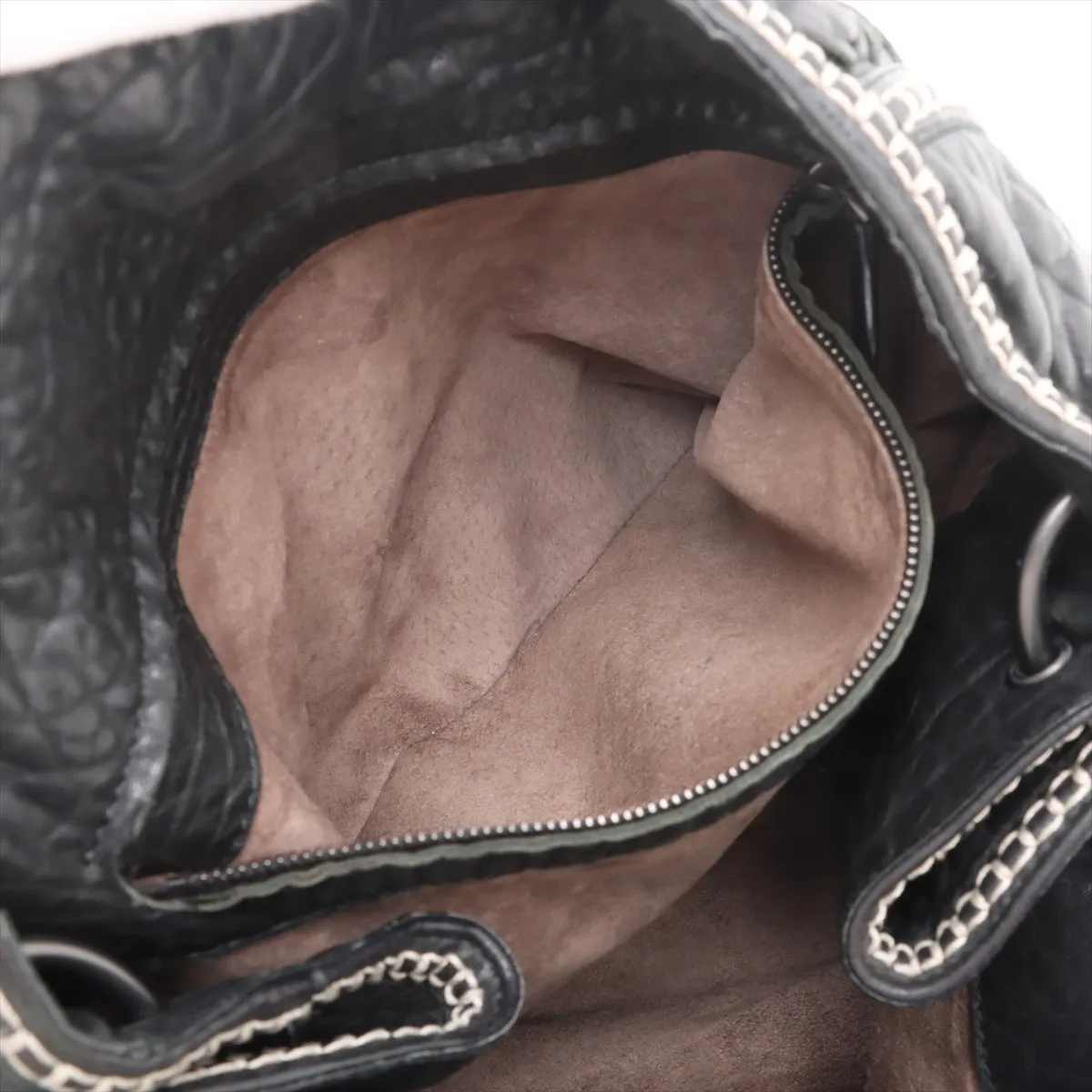 Intrecciato Leather Shoulder Bag, Black — view 8
