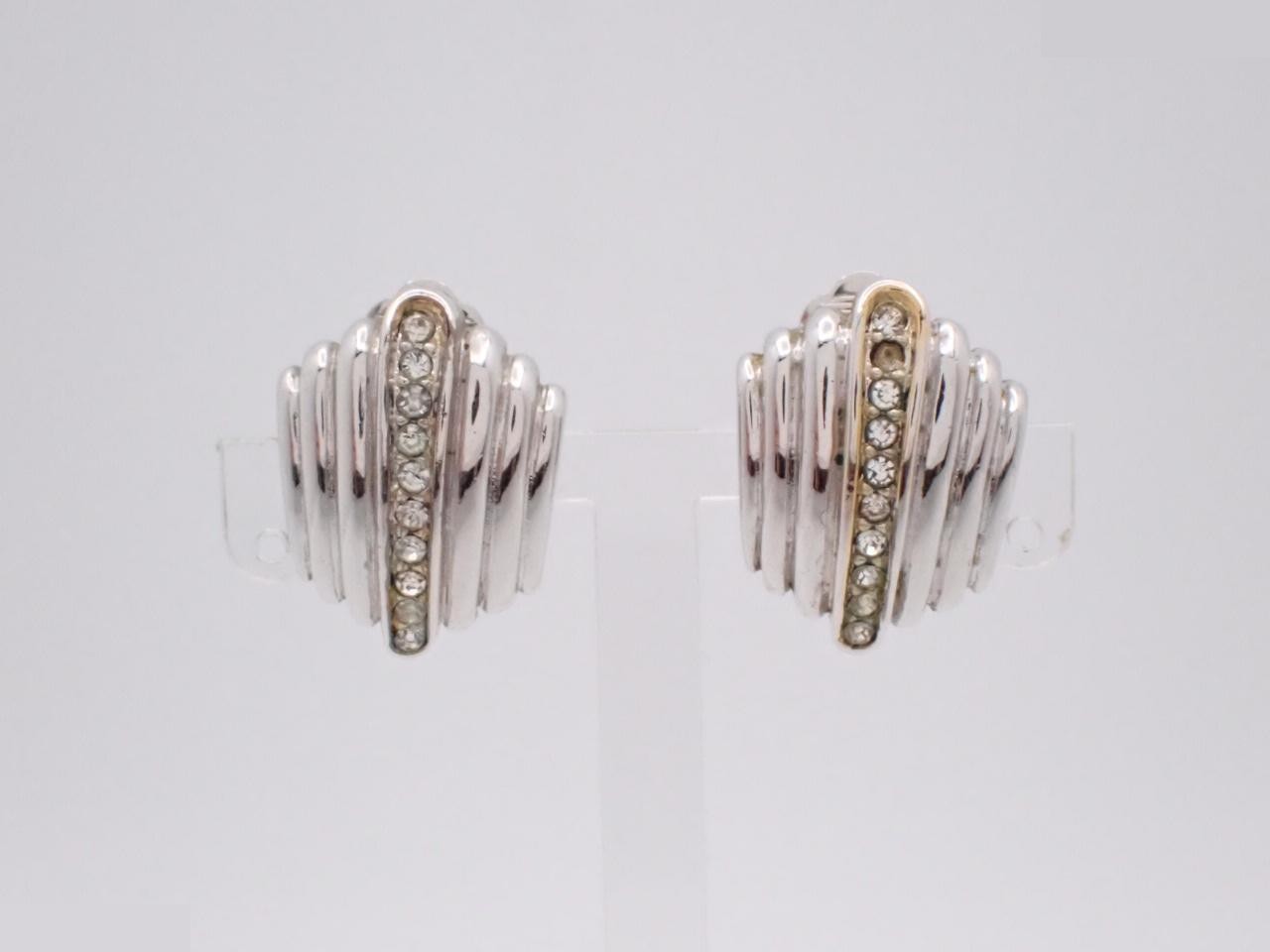 Rhinestone earrings, silver color