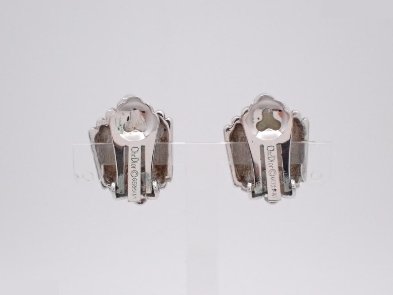 Rhinestone earrings, silver color — view 2