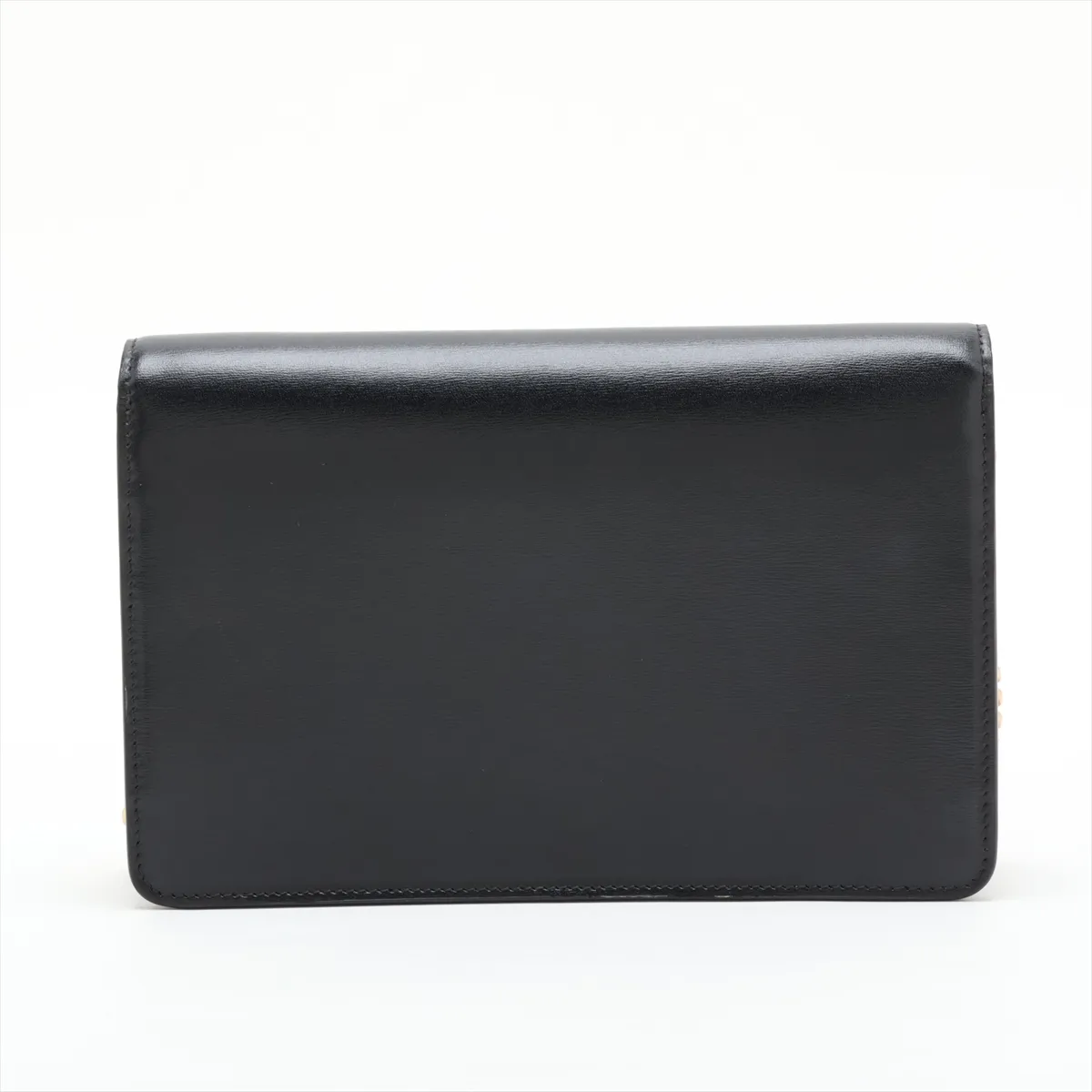 Triomphe Margot Leather Chain Shoulder Bag, Black — view 2