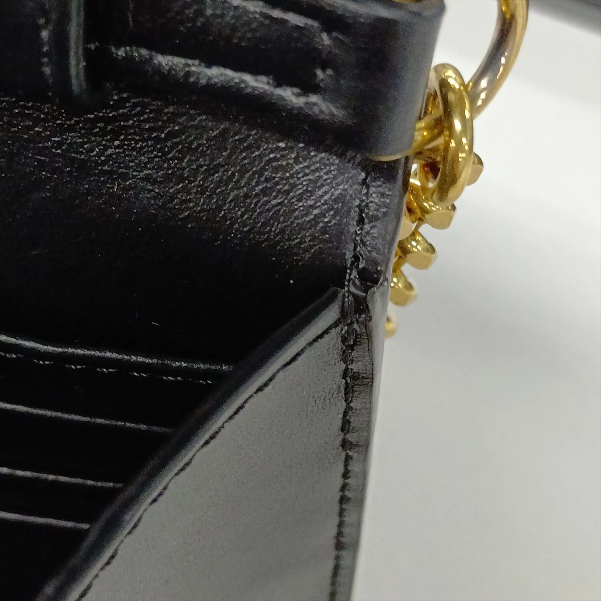 Triomphe Margot Leather Chain Shoulder Bag, Black — view 11