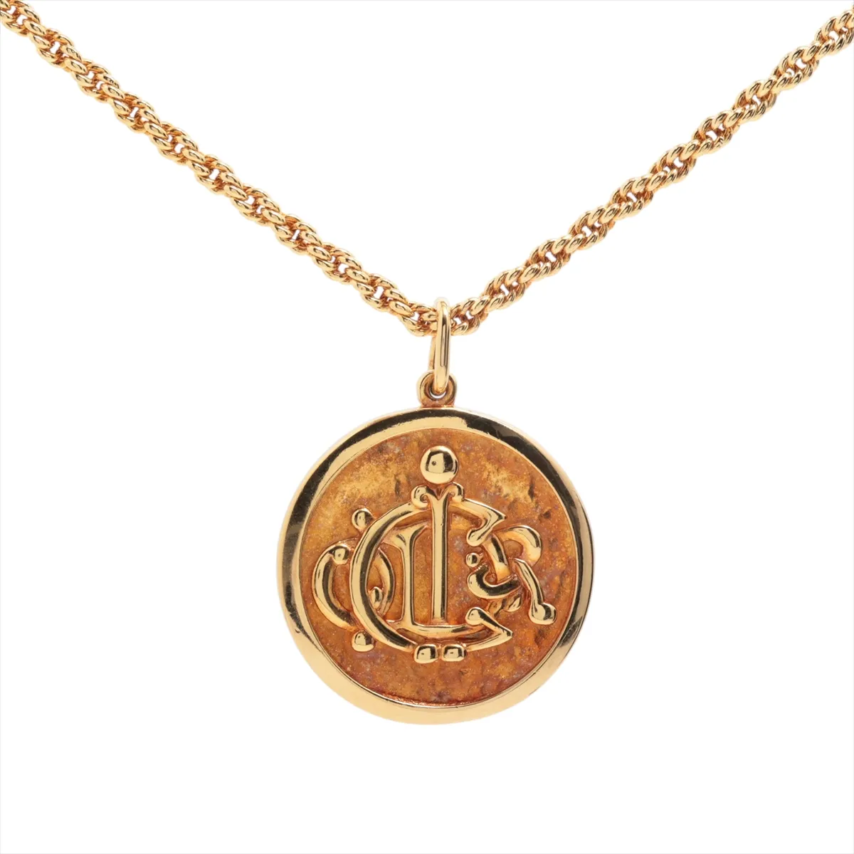 logo necklace, GP gold,
