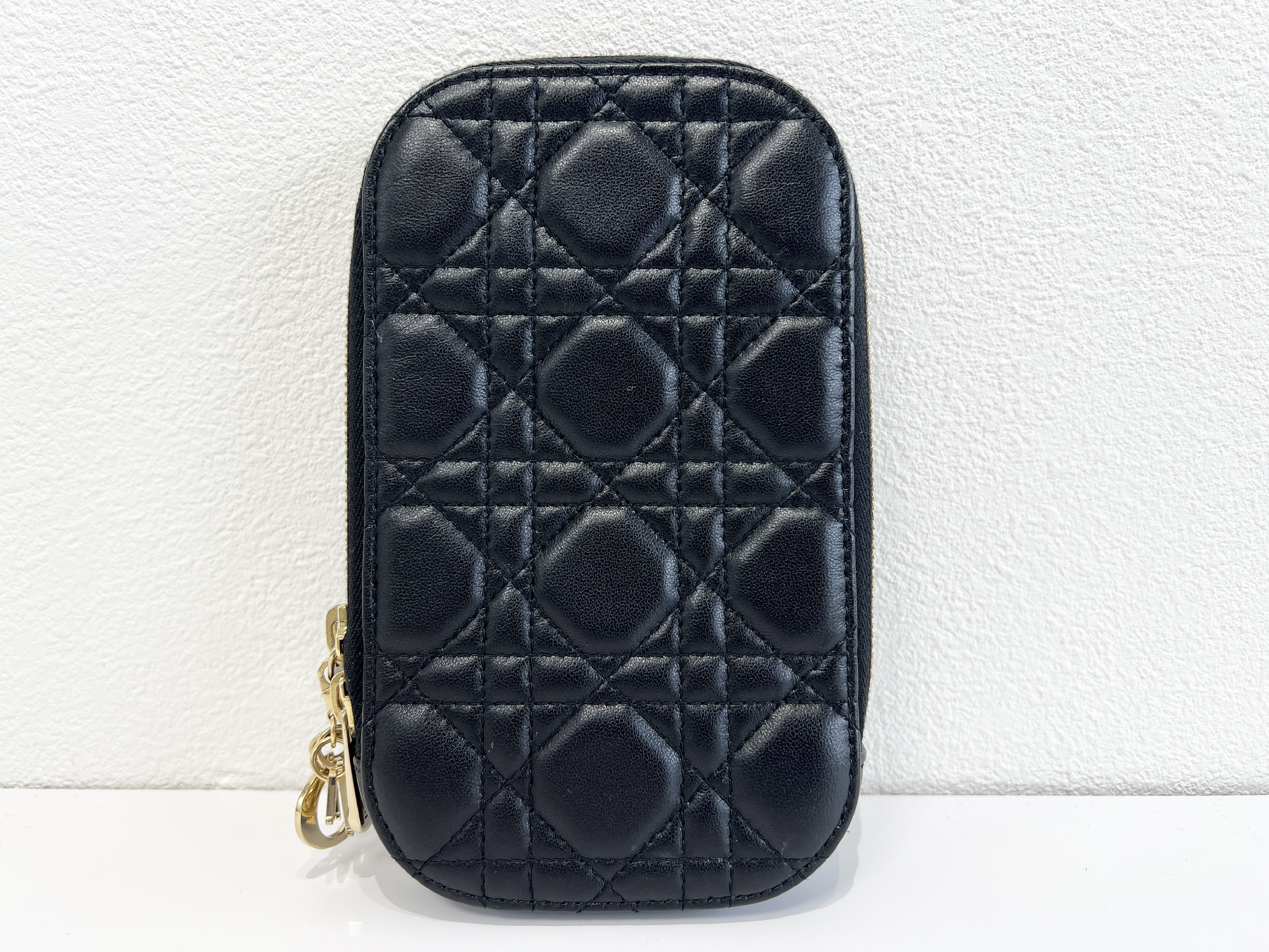 Cannage Phone Holder Phone Case Lambskin Leather Chain Shoulder Bag — view 2