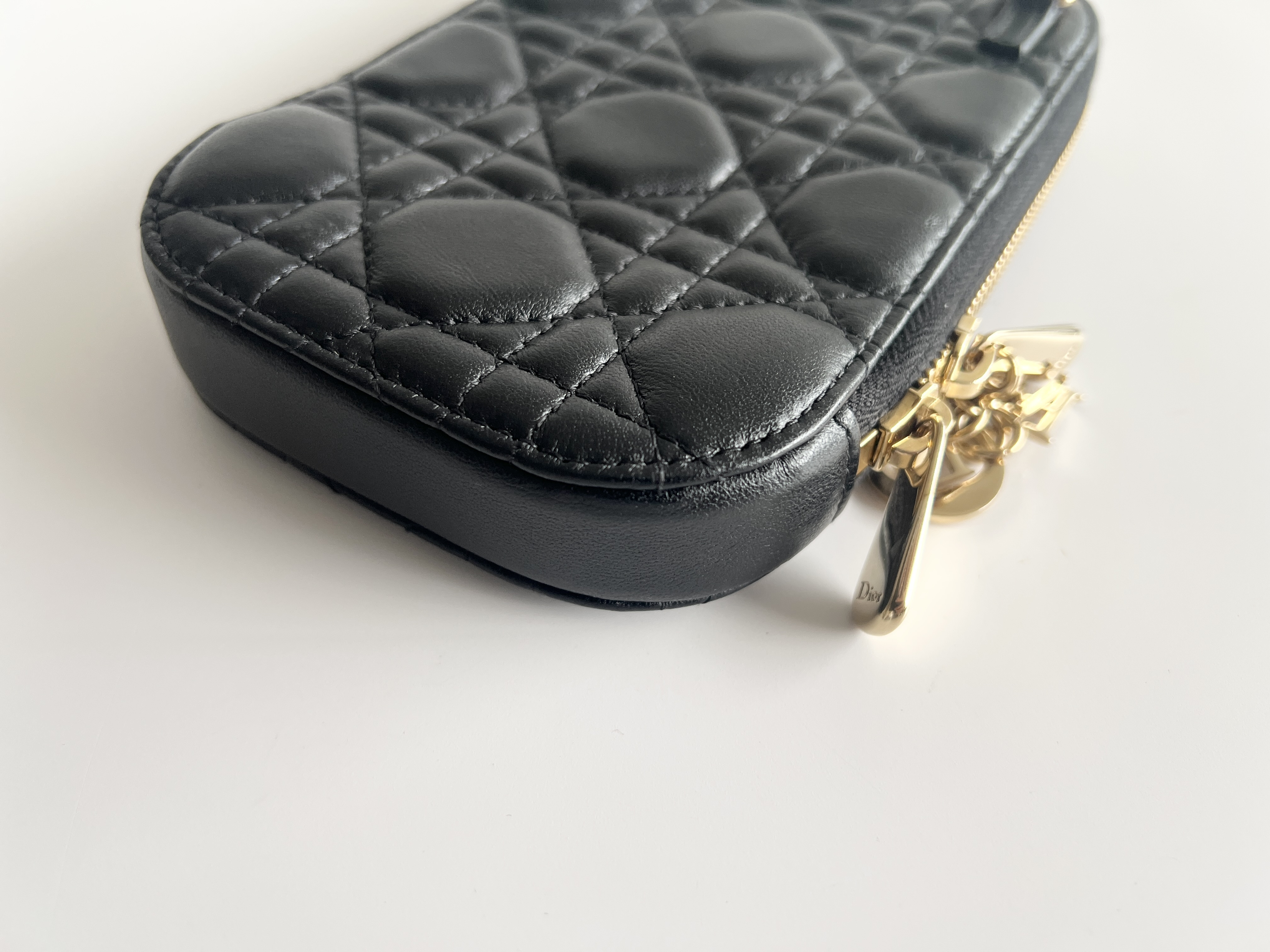 Cannage Phone Holder Phone Case Lambskin Leather Chain Shoulder Bag — view 12