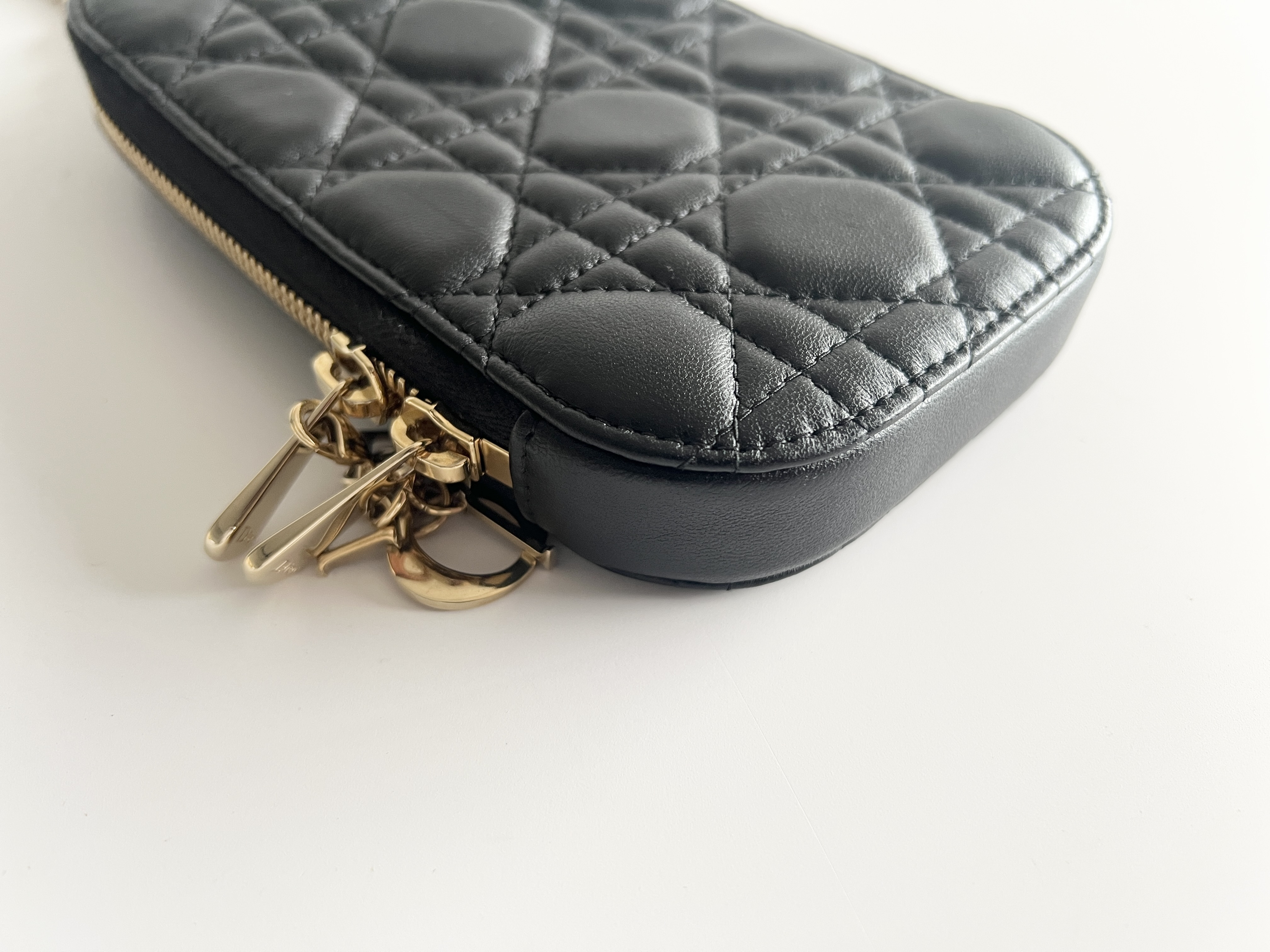 Cannage Phone Holder Phone Case Lambskin Leather Chain Shoulder Bag — view 9