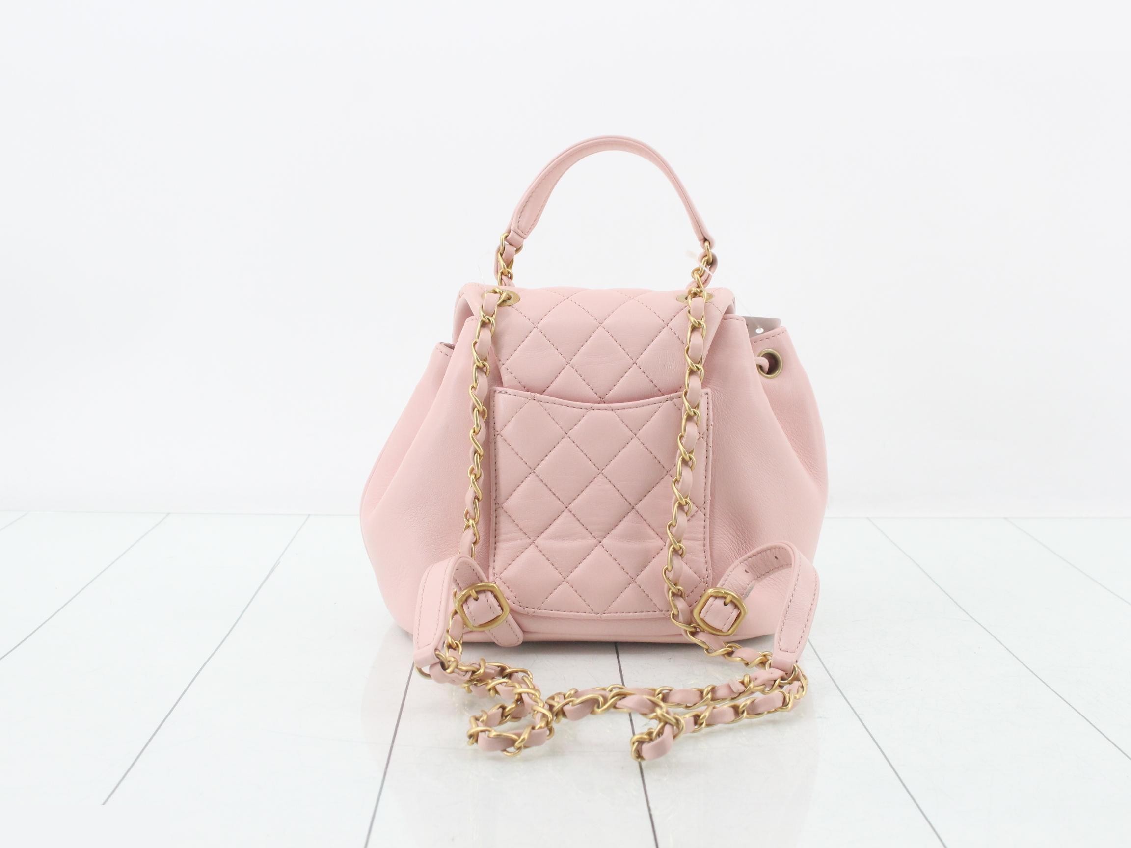 IC plate, Matelassé, lambskin, chain backpack, pink, gold hardware — view 2