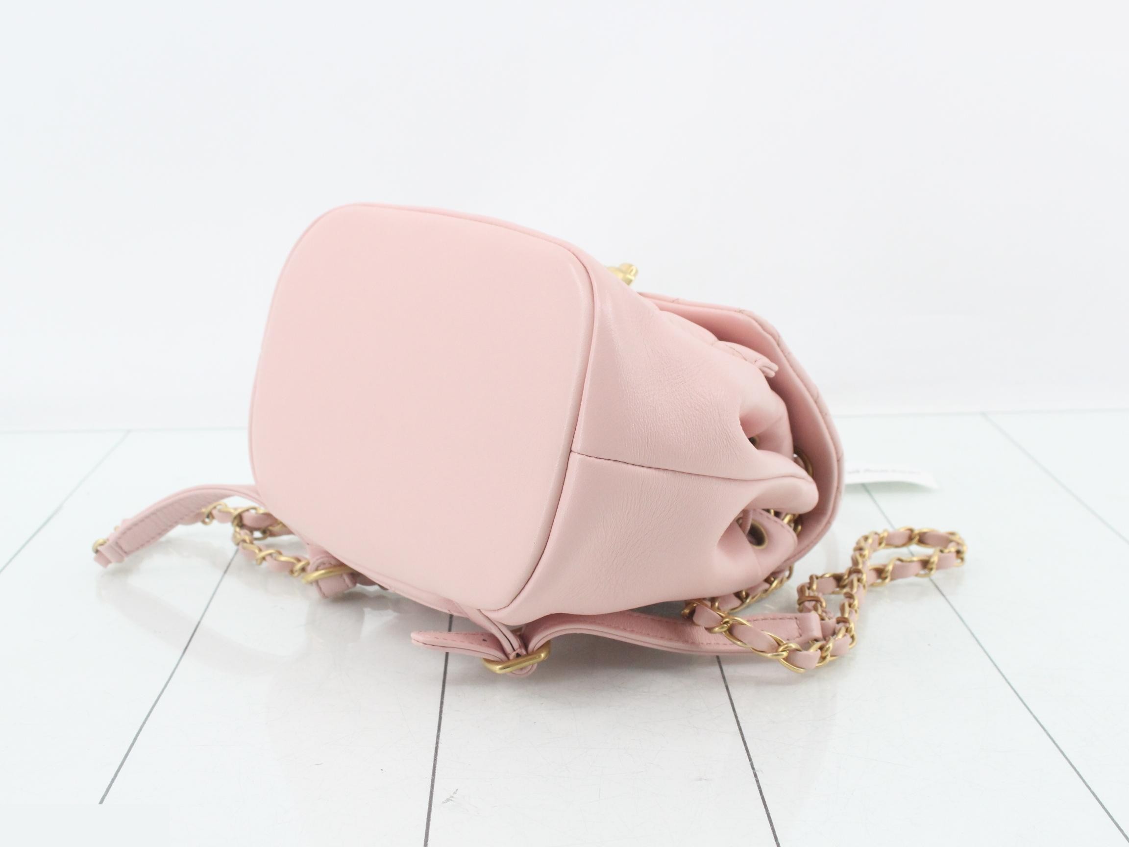 IC plate, Matelassé, lambskin, chain backpack, pink, gold hardware — view 6