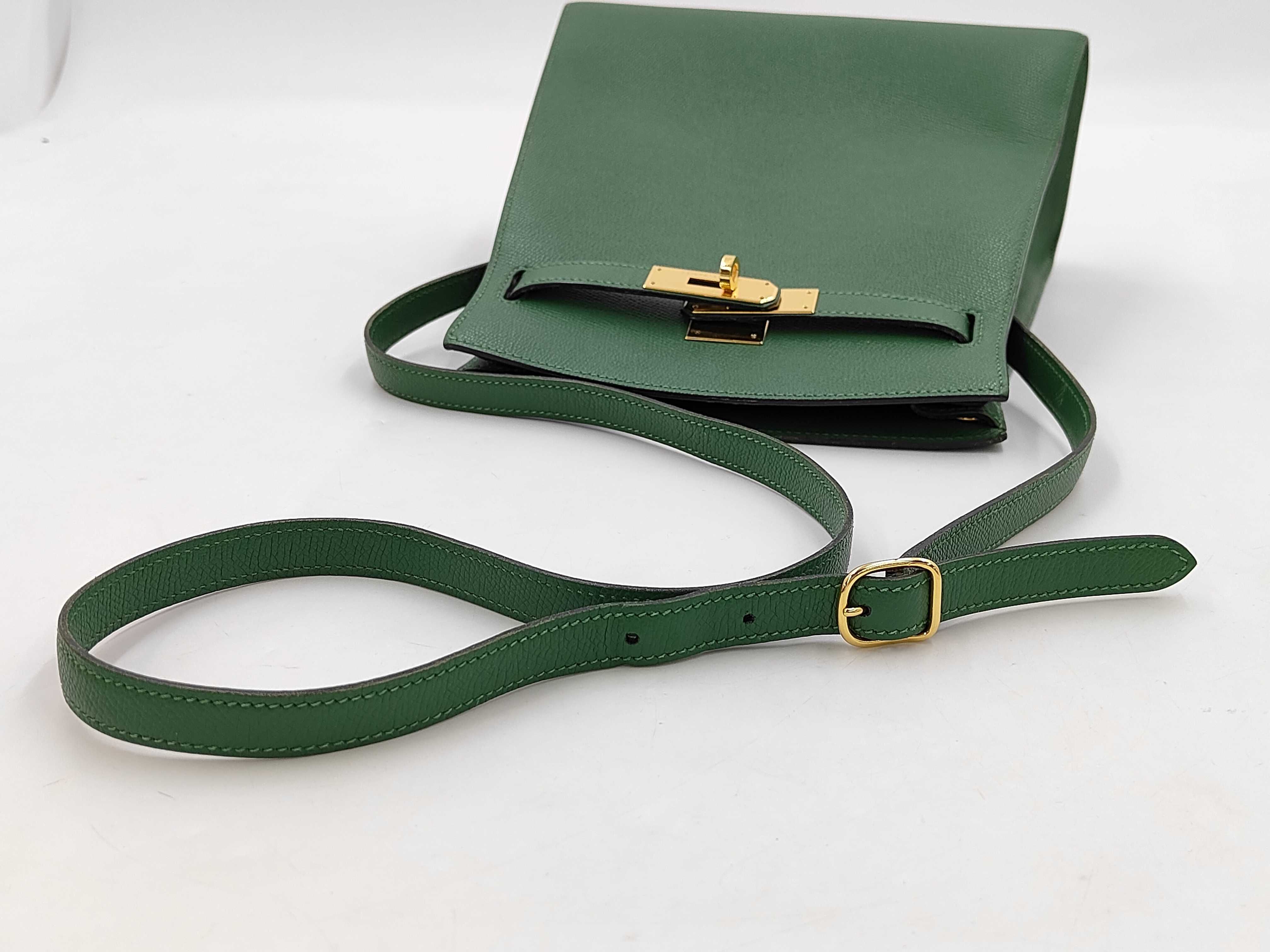 Kelly Sport MM Shoulder Bag, Veau Epsom Leather, Green, H Shoulder Bag — view 3