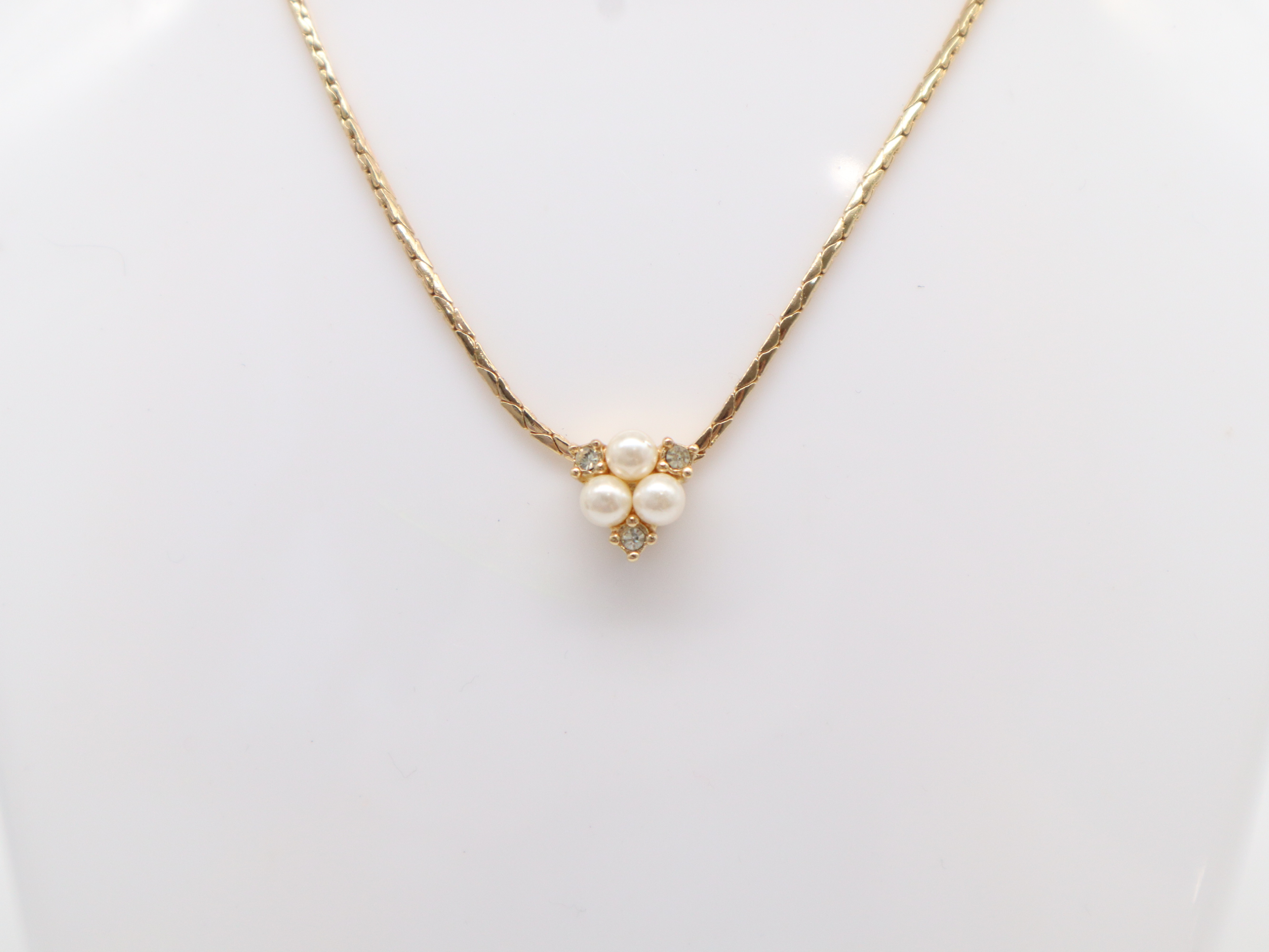 GP Faux Pearl Rhinestone Necklace