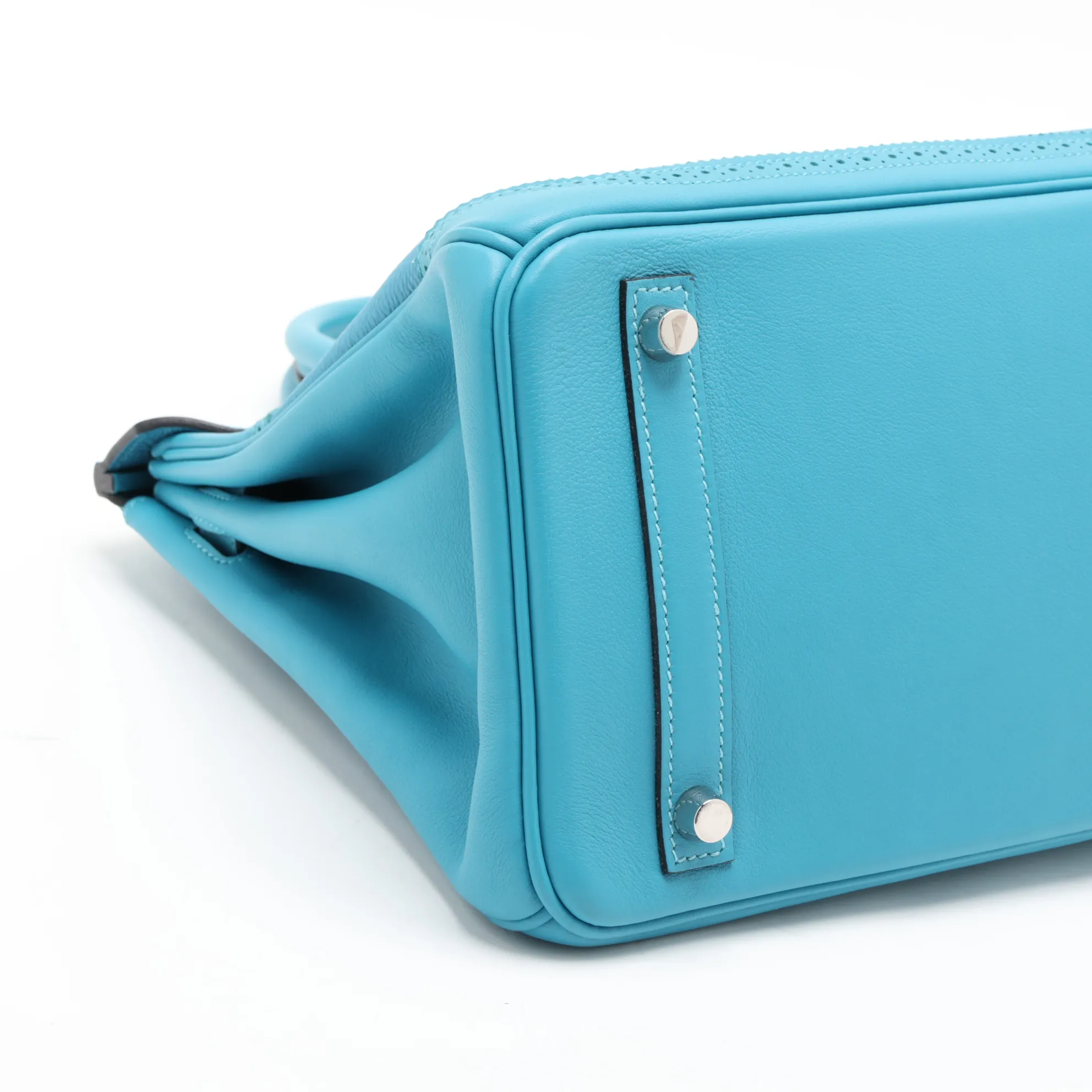 [Individually packaged] Hermes Birkin 30 Letournée Gillies Togo x Veau Swift Turquoise Silver Hardware T: 2015 — view 4