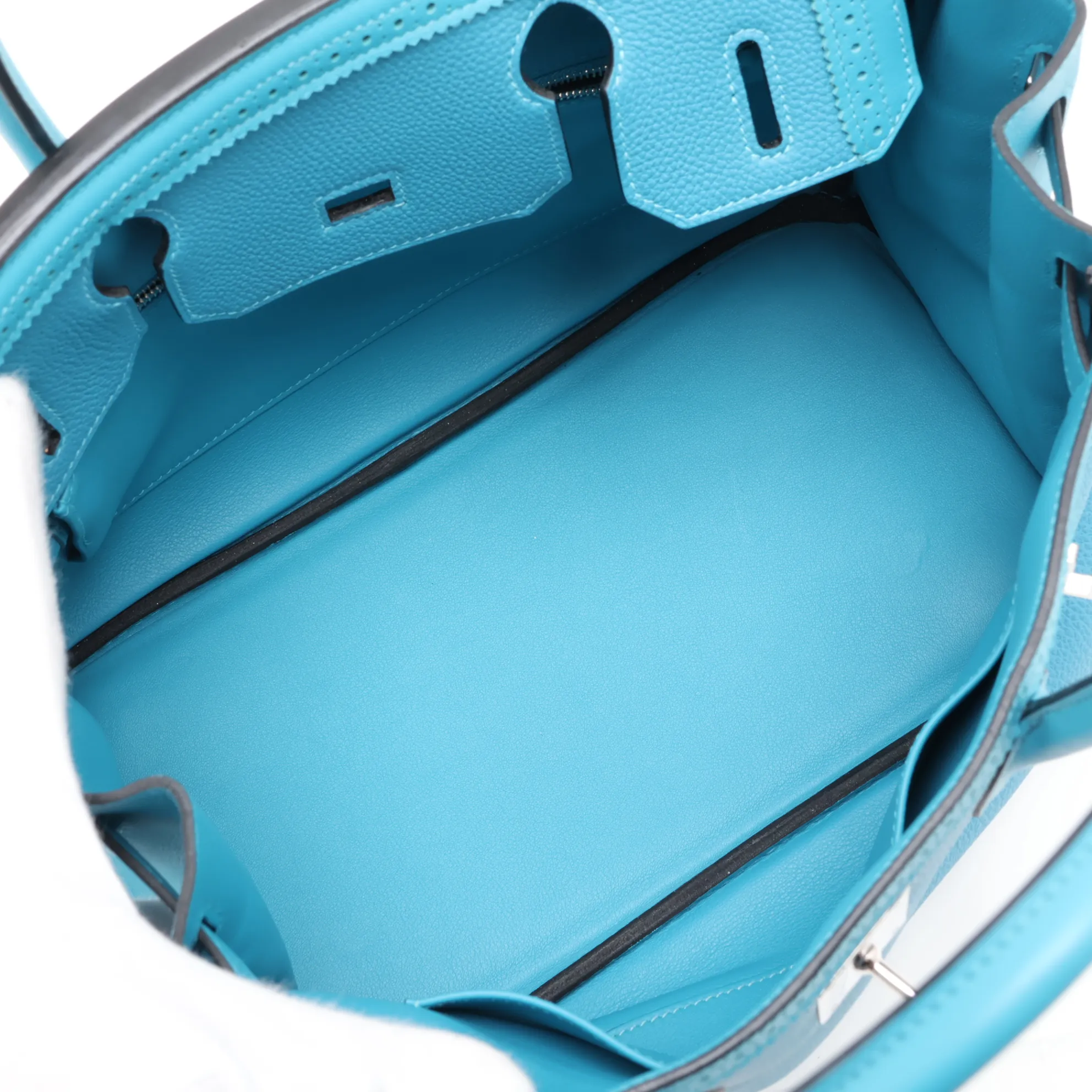 [Individually packaged] Hermes Birkin 30 Letournée Gillies Togo x Veau Swift Turquoise Silver Hardware T: 2015 — view 7