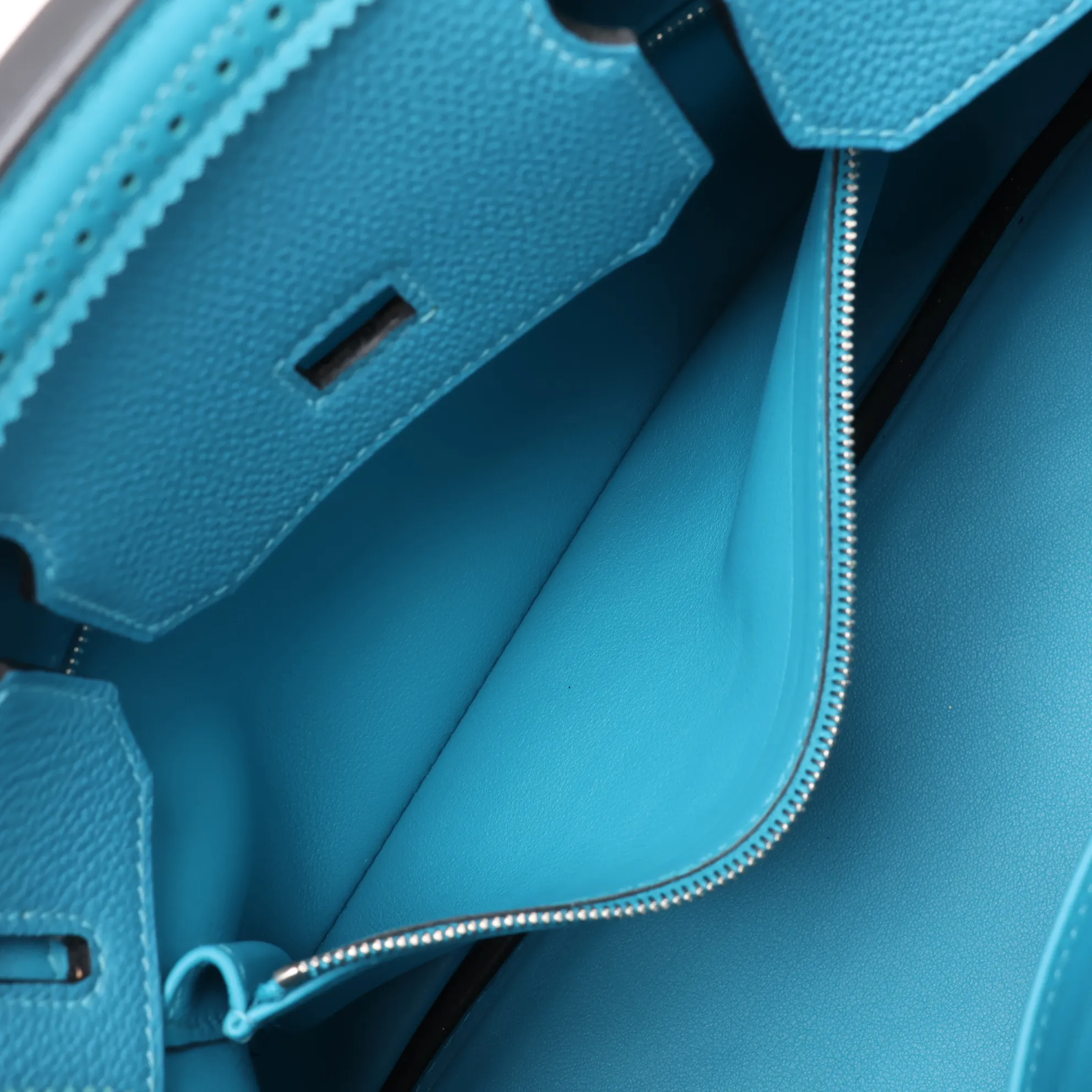 [Individually packaged] Hermes Birkin 30 Letournée Gillies Togo x Veau Swift Turquoise Silver Hardware T: 2015 — view 9