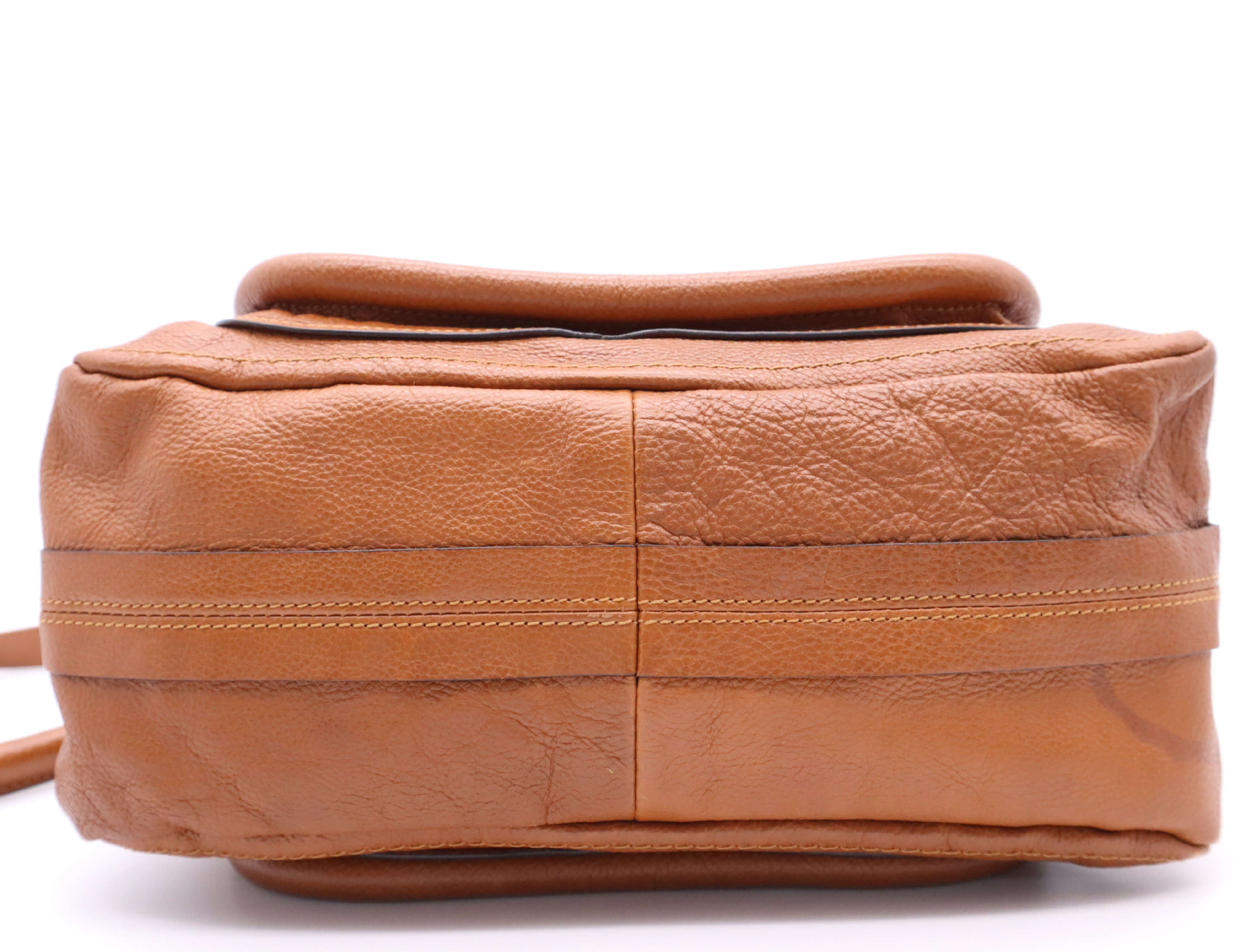 Leather Paraty 2-Way Handbag, Brown, Gold Hardware, with Shoulder Strap — view 4
