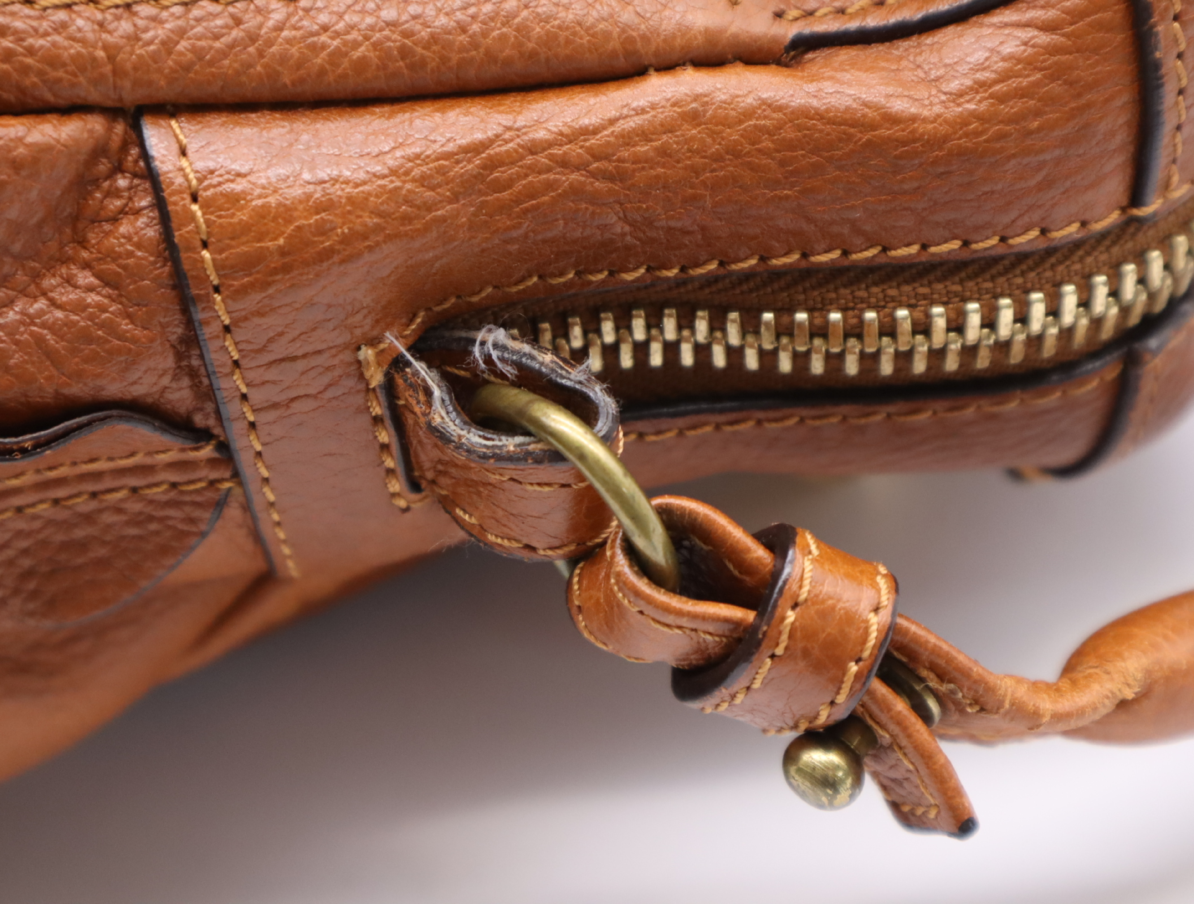 Leather Paraty 2-Way Handbag, Brown, Gold Hardware, with Shoulder Strap — view 8
