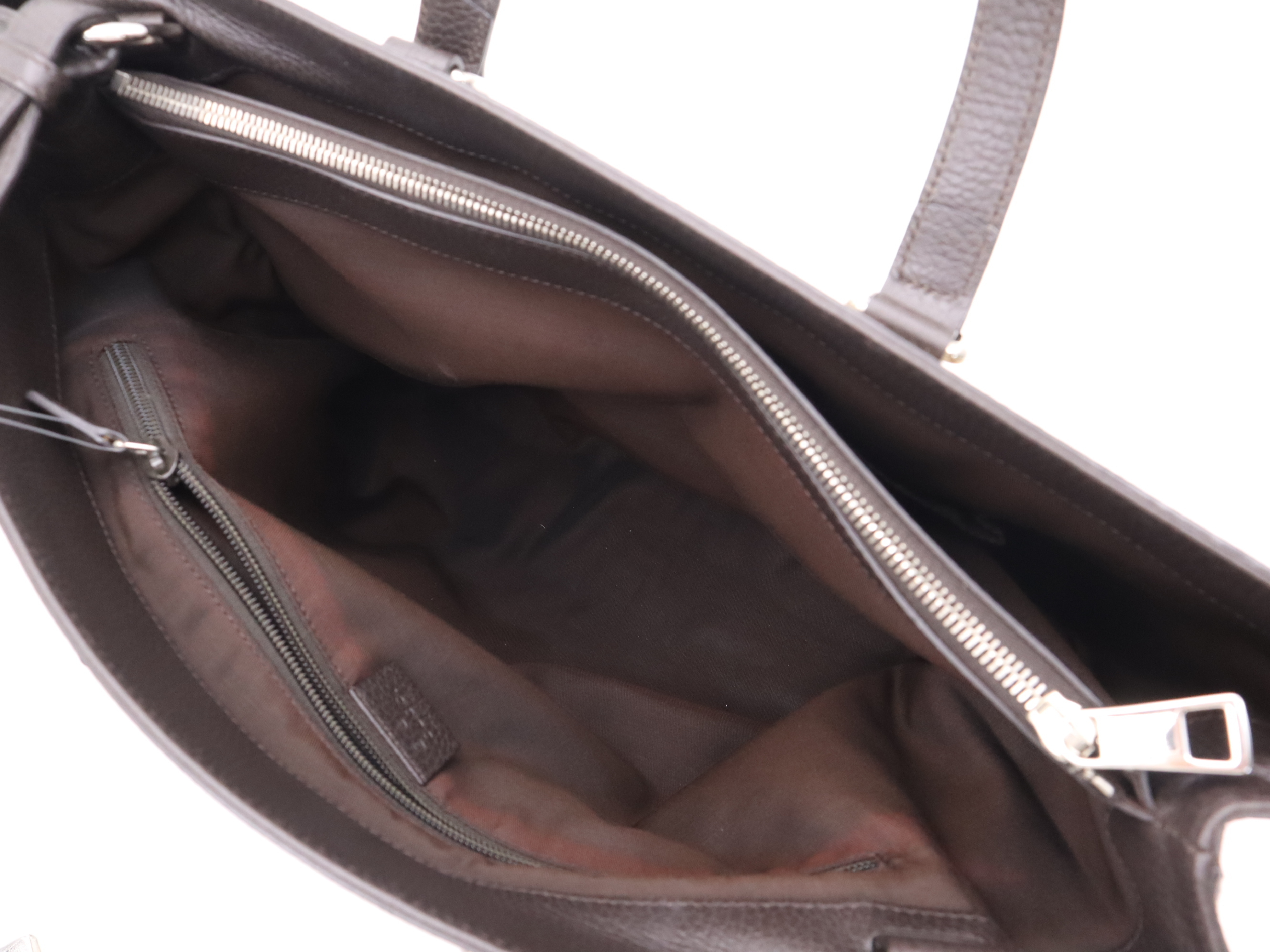 449169 Canvas x Leather GG Canvas 2-Way Tote Bag, Beige x Brown, Silver Hardware, with Shoulder Strap. — view 10