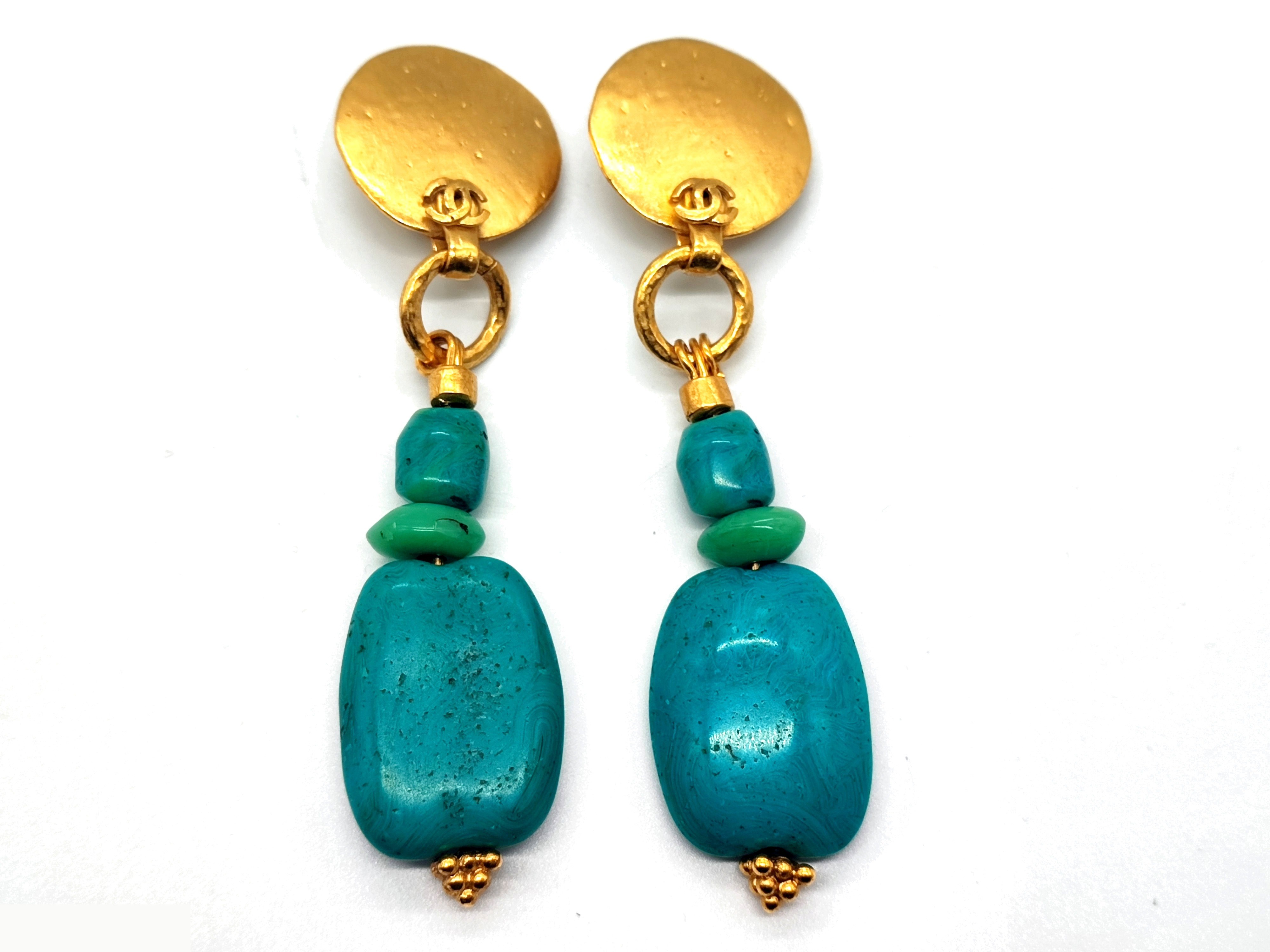 Coco Mark Turquoise 4-strand Swing Earrings 96P — view 3