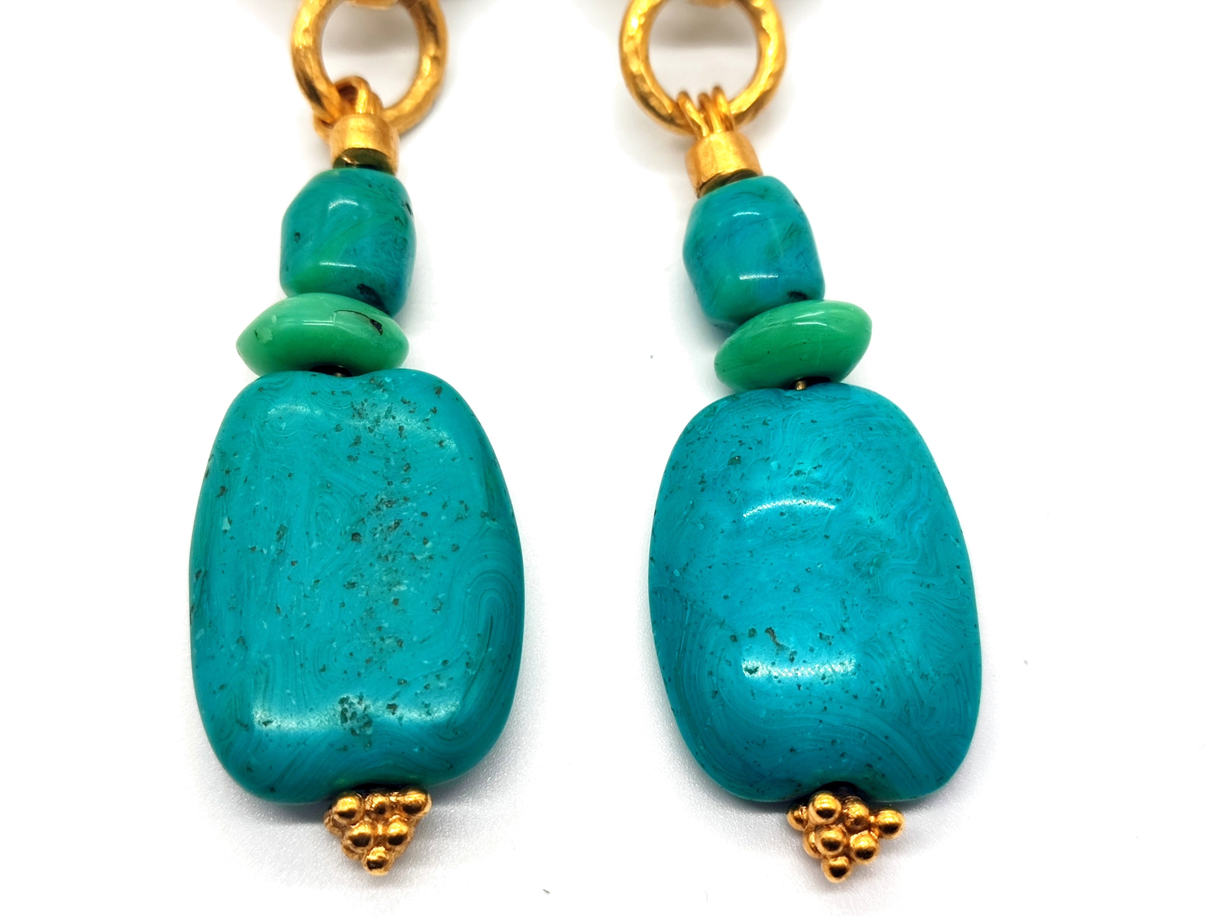 Coco Mark Turquoise 4-strand Swing Earrings 96P — view 5