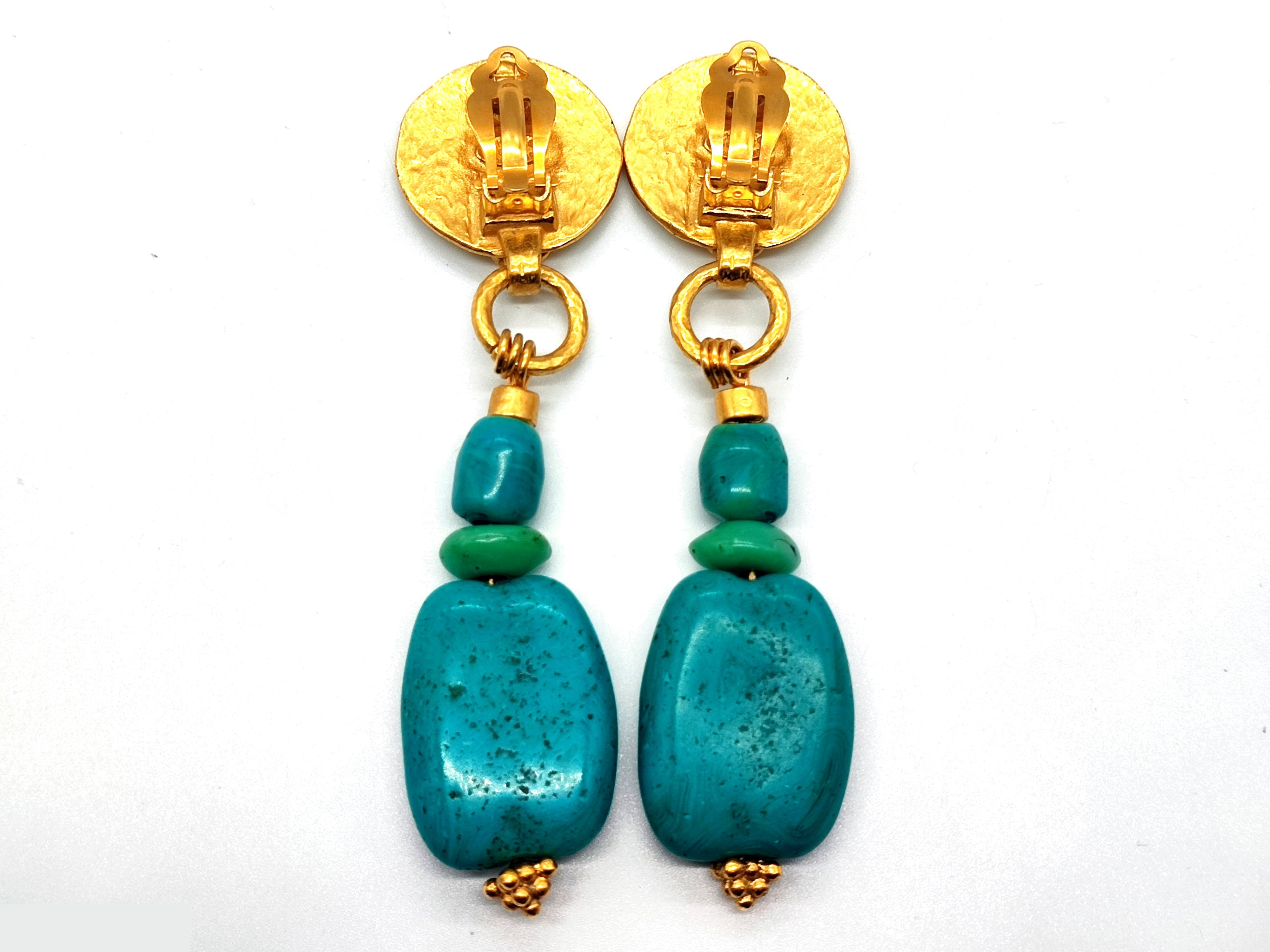 Coco Mark Turquoise 4-strand Swing Earrings 96P — view 7