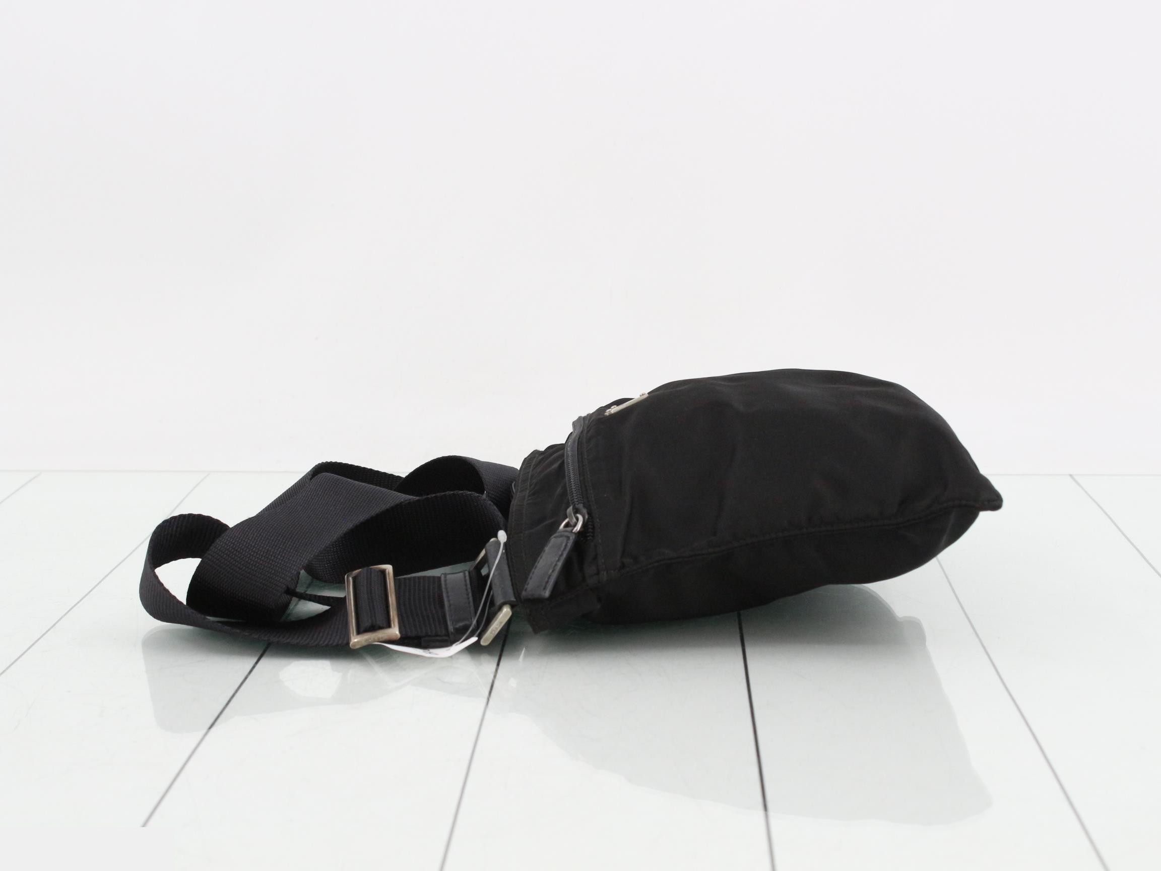 Nylon shoulder bag, black — view 4