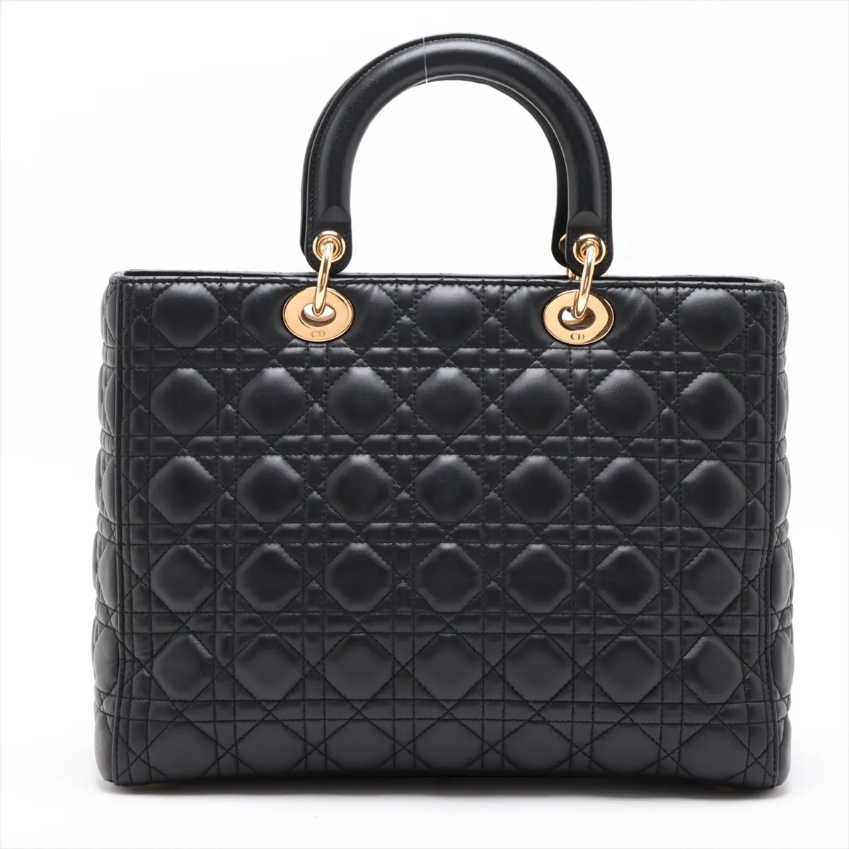 Cannage Lady Dior Large Leather 2-Way Shoulder Bag, Black — view 2