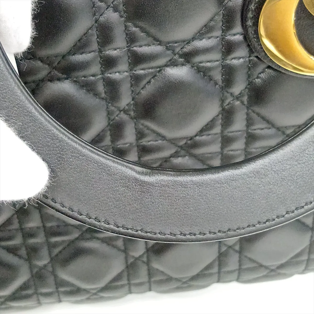 Cannage Lady Dior Large Leather 2-Way Shoulder Bag, Black — view 11