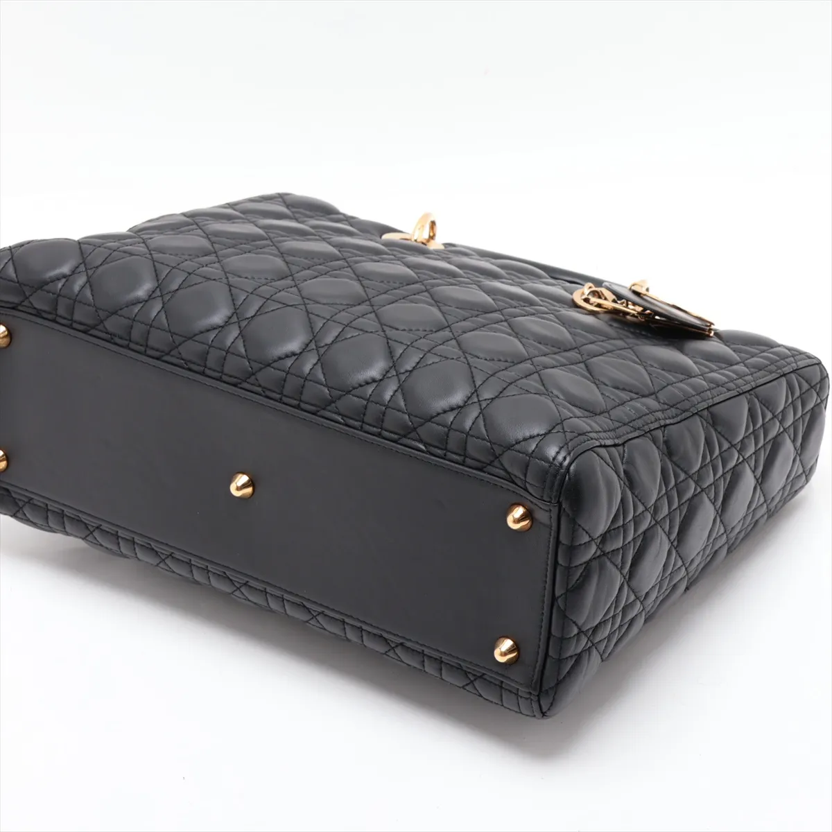 Cannage Lady Dior Large Leather 2-Way Shoulder Bag, Black — view 3