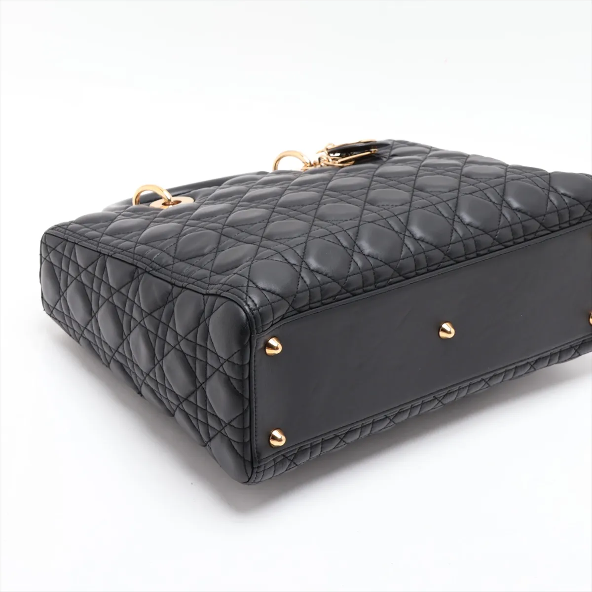 Cannage Lady Dior Large Leather 2-Way Shoulder Bag, Black — view 4