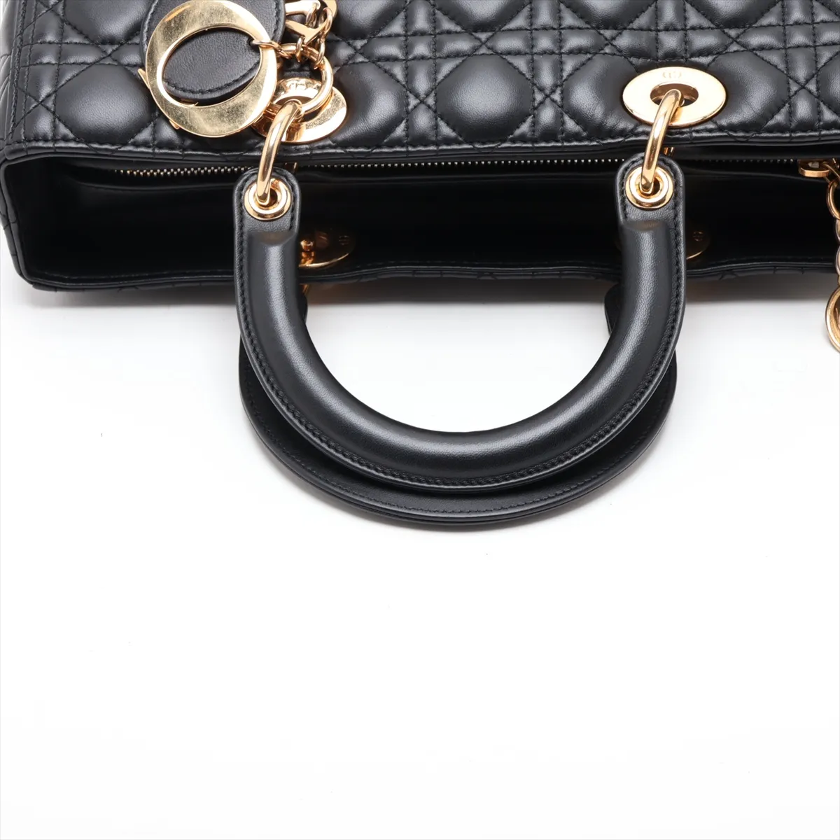 Cannage Lady Dior Large Leather 2-Way Shoulder Bag, Black — view 5