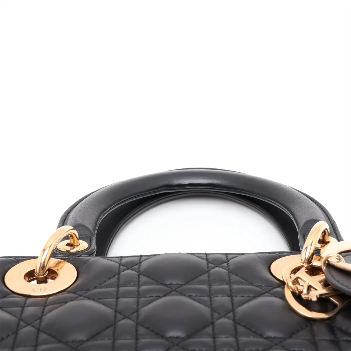 Cannage Lady Dior Large Leather 2-Way Shoulder Bag, Black — view 6