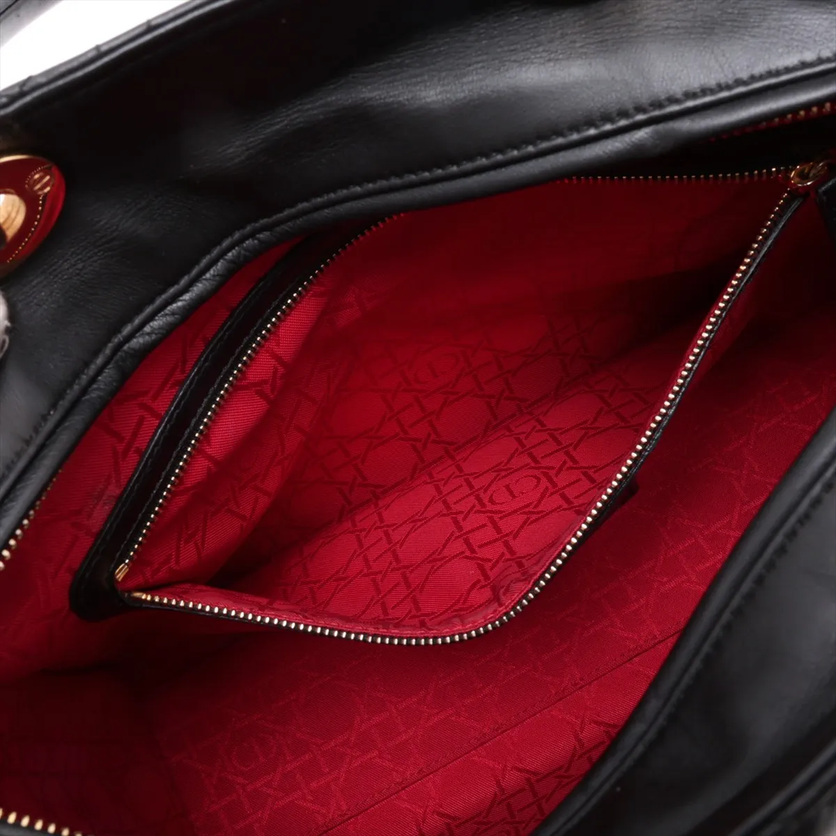 Cannage Lady Dior Large Leather 2-Way Shoulder Bag, Black — view 9