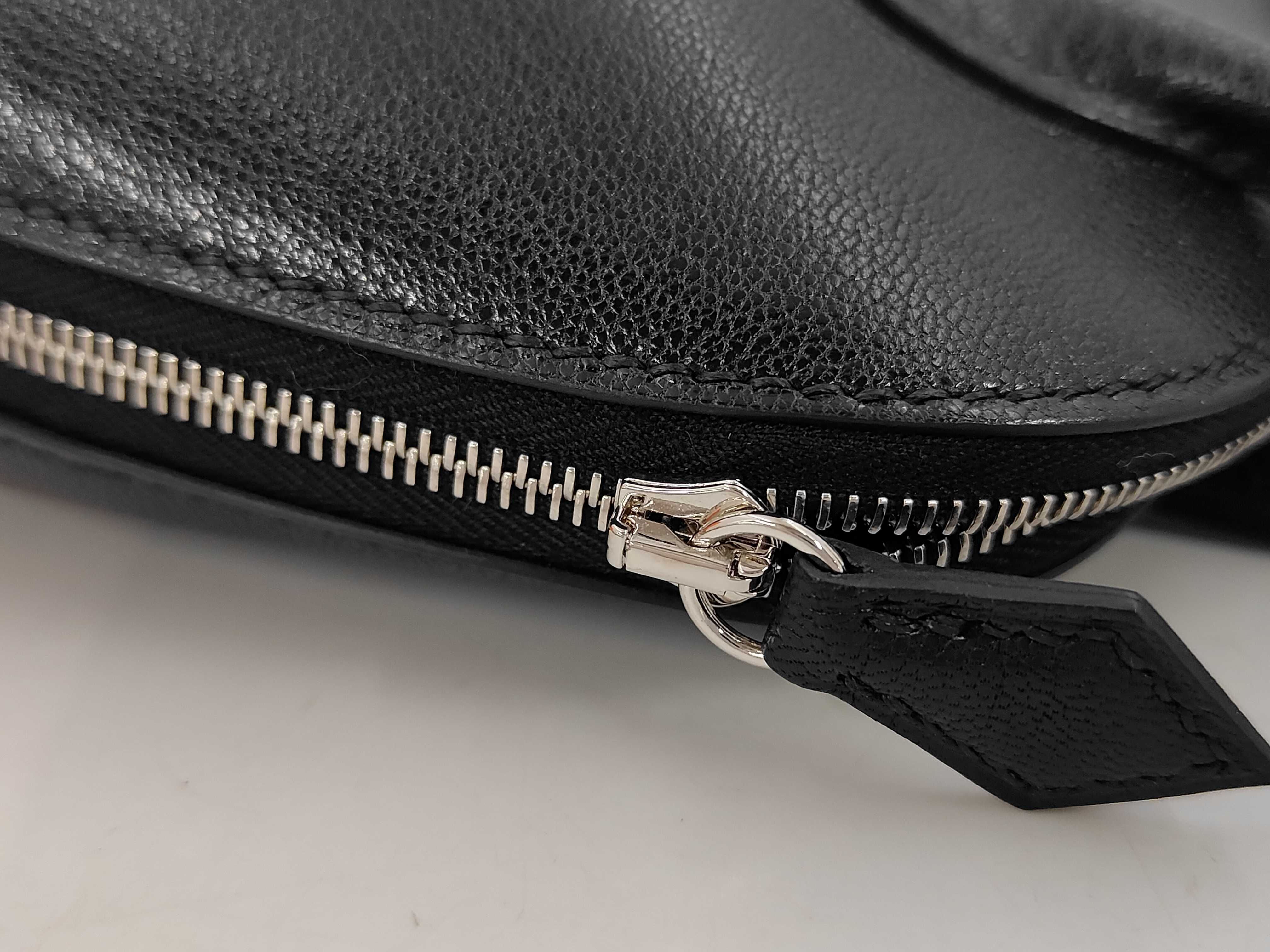 Bolide 1923 Mini Chevre Leather Handbag, Black with Gold Stamp and P Hardware — view 12