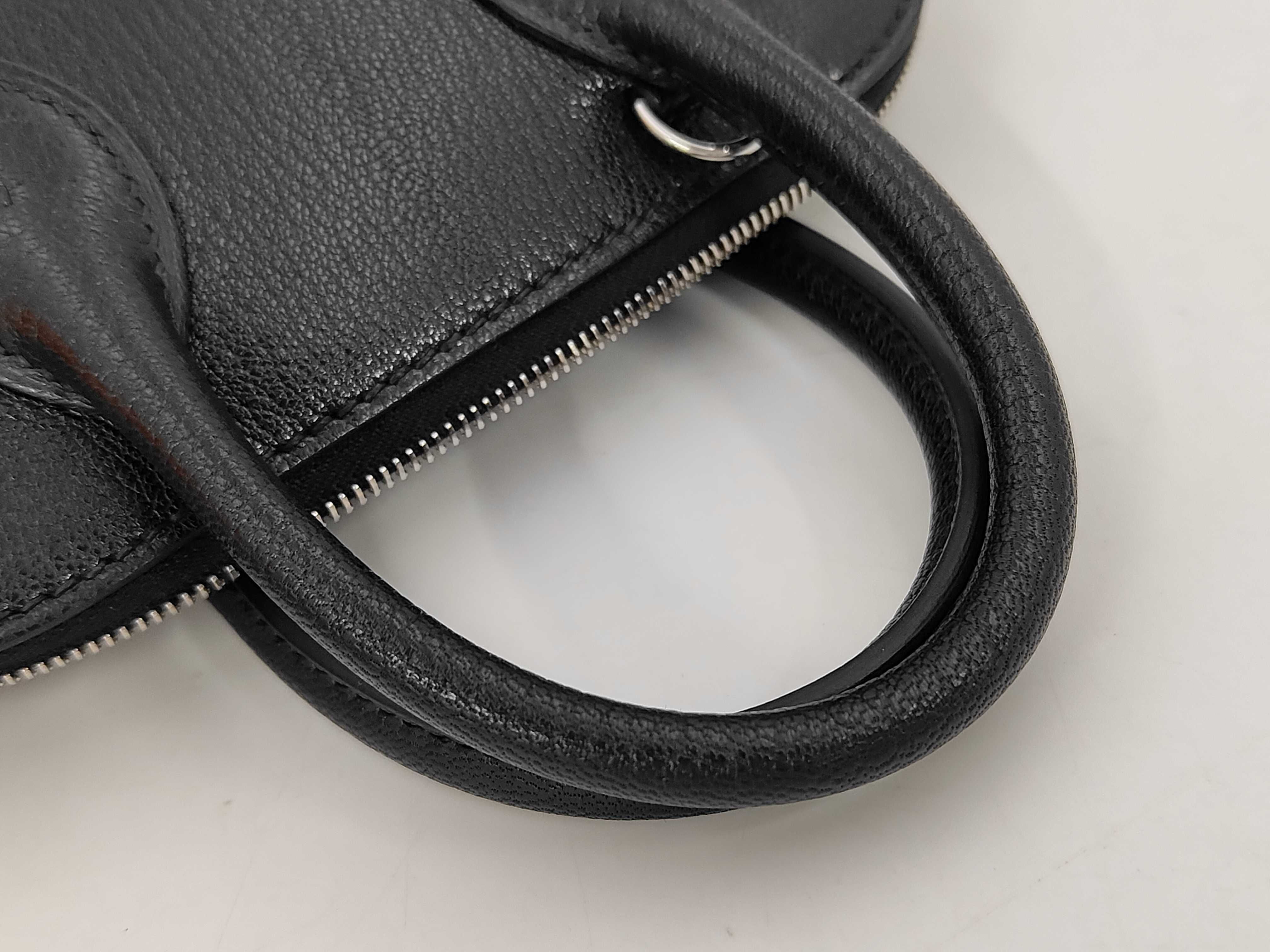 Bolide 1923 Mini Chevre Leather Handbag, Black with Gold Stamp and P Hardware — view 5