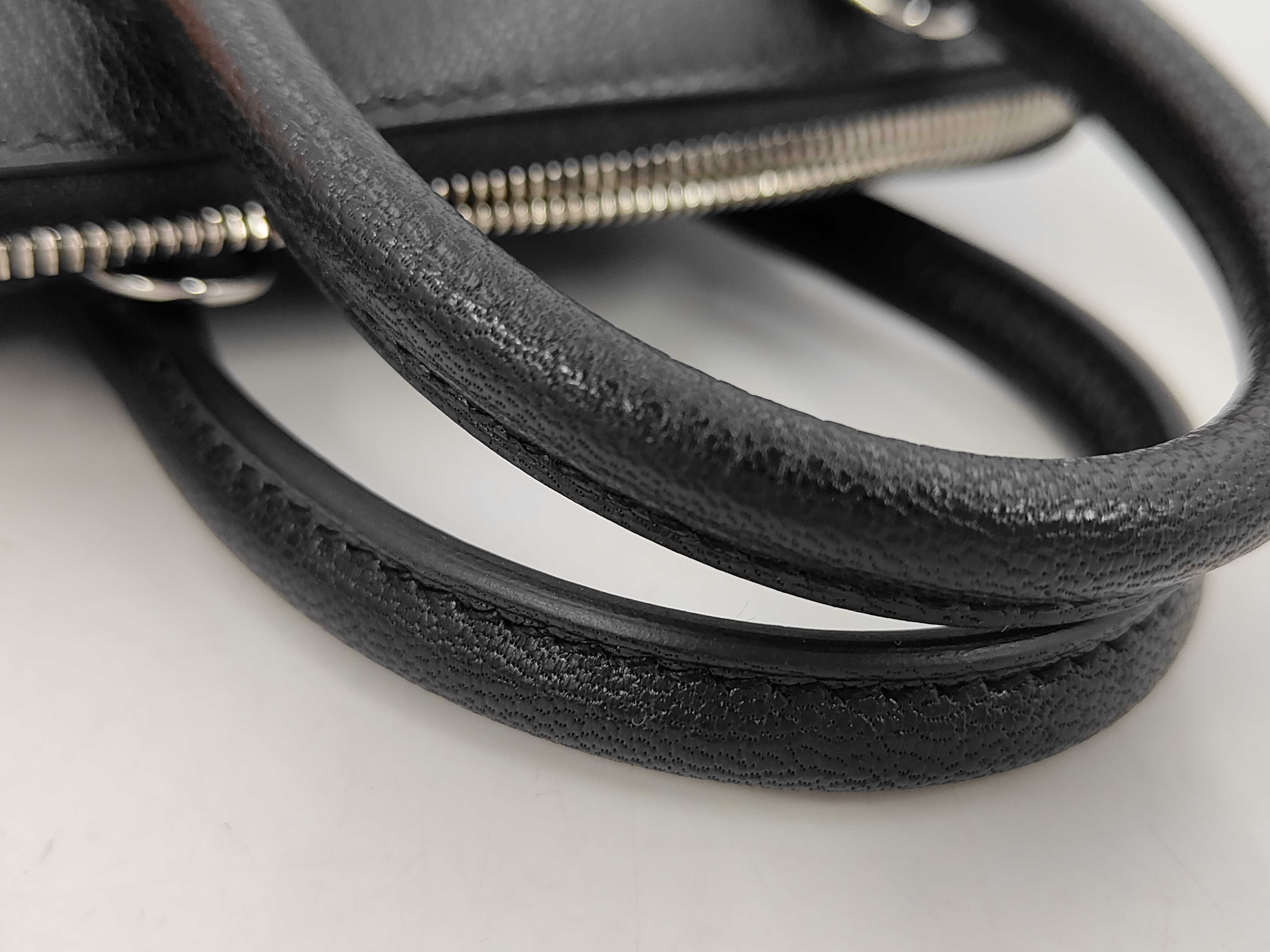 Bolide 1923 Mini Chevre Leather Handbag, Black with Gold Stamp and P Hardware — view 6