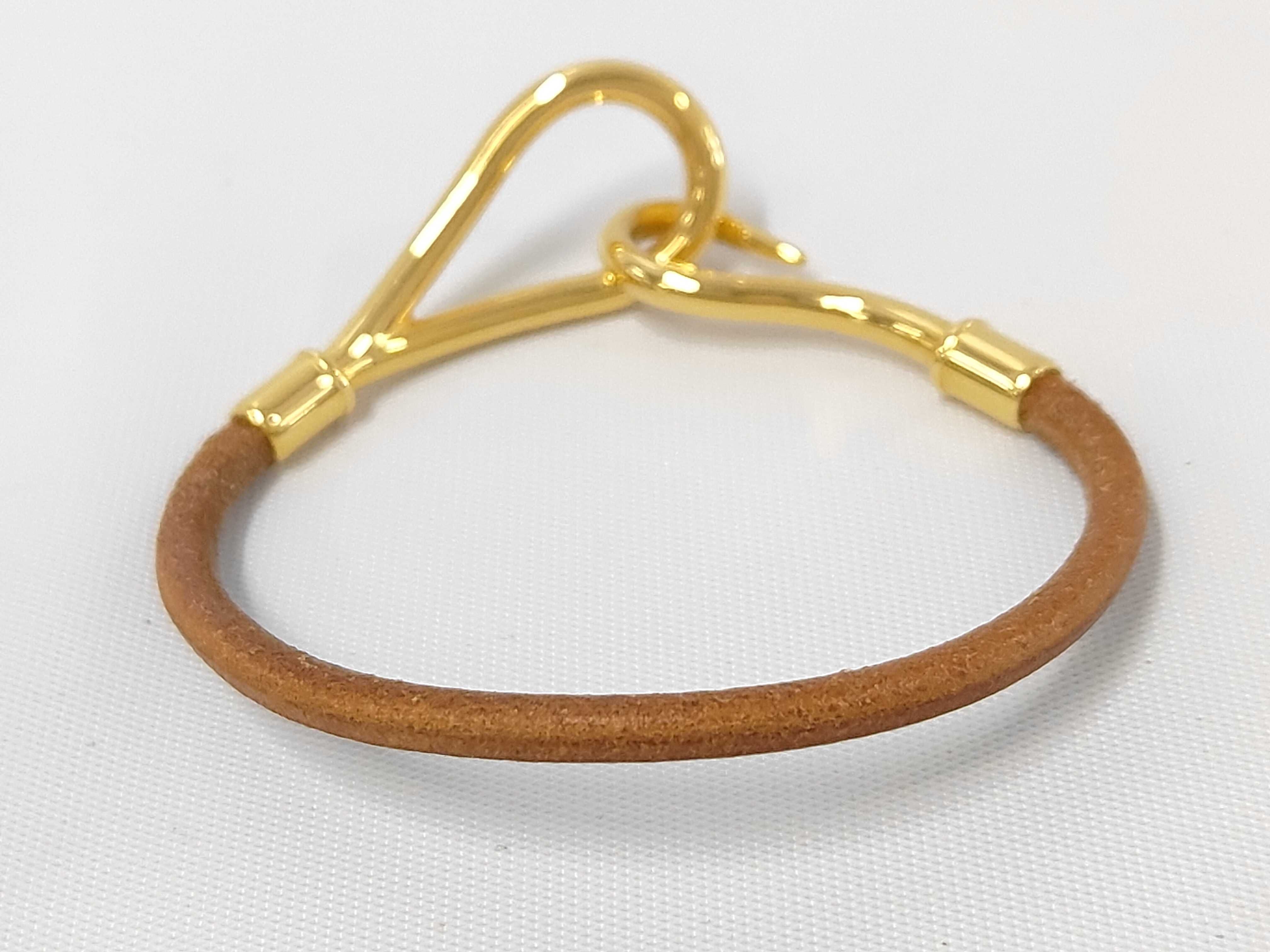 Jumbo Bracelet, Leather, Gold Hardware, Bracelet/Bangle — view 2