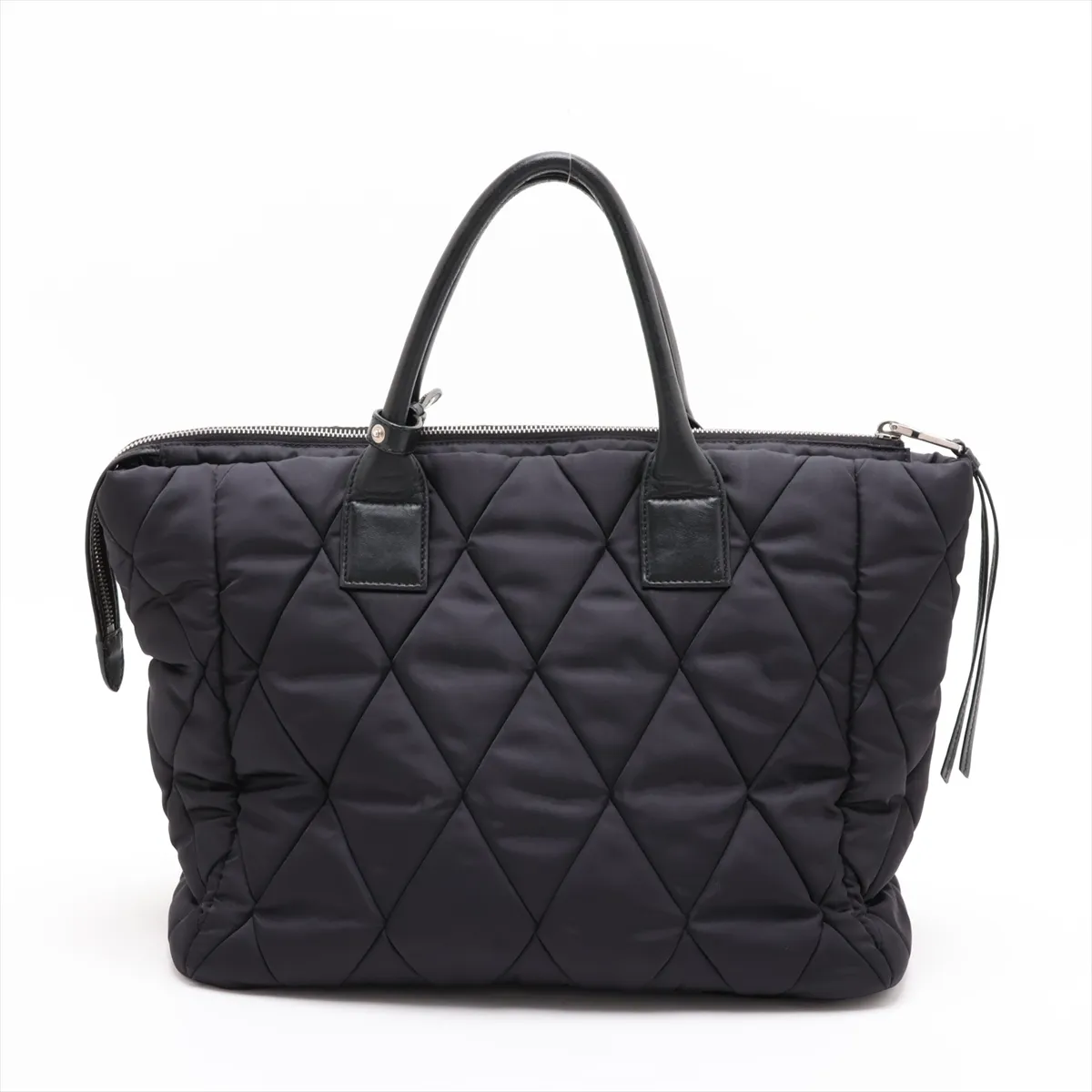 Tessuto Quilted Nylon x Leather 2-Way Handbag, Black — view 2