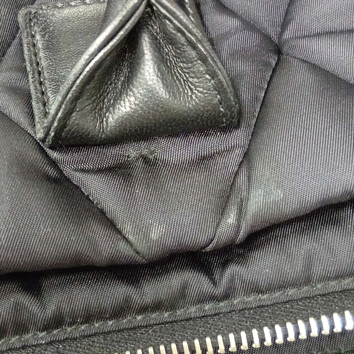 Tessuto Quilted Nylon x Leather 2-Way Handbag, Black — view 14