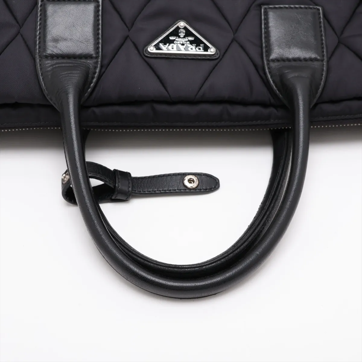 Tessuto Quilted Nylon x Leather 2-Way Handbag, Black — view 5