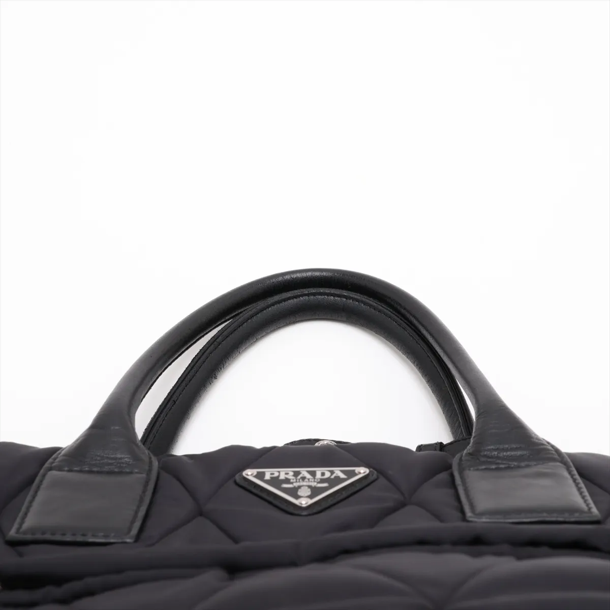 Tessuto Quilted Nylon x Leather 2-Way Handbag, Black — view 6