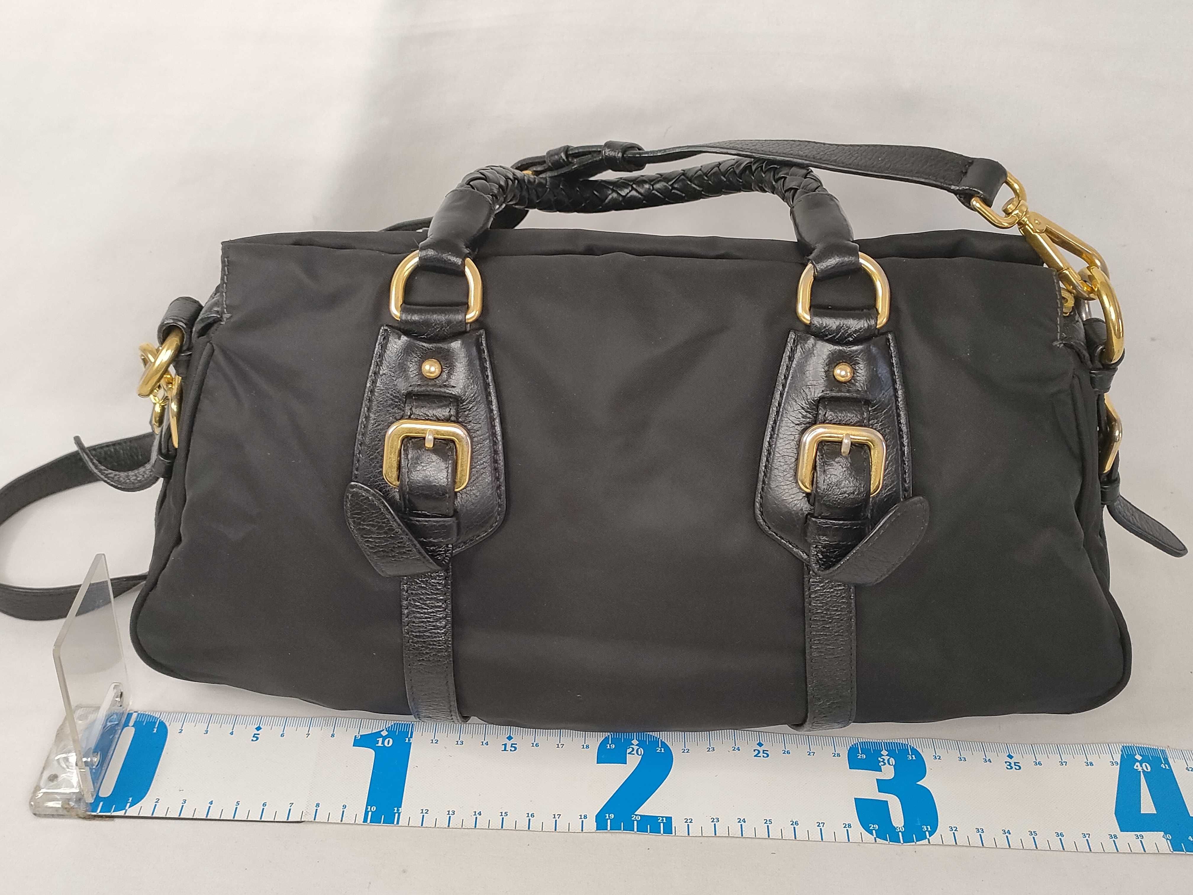 Nylon Prada Nylon Leather 2-way Shoulder Bag Black Serial Handbag — view 2