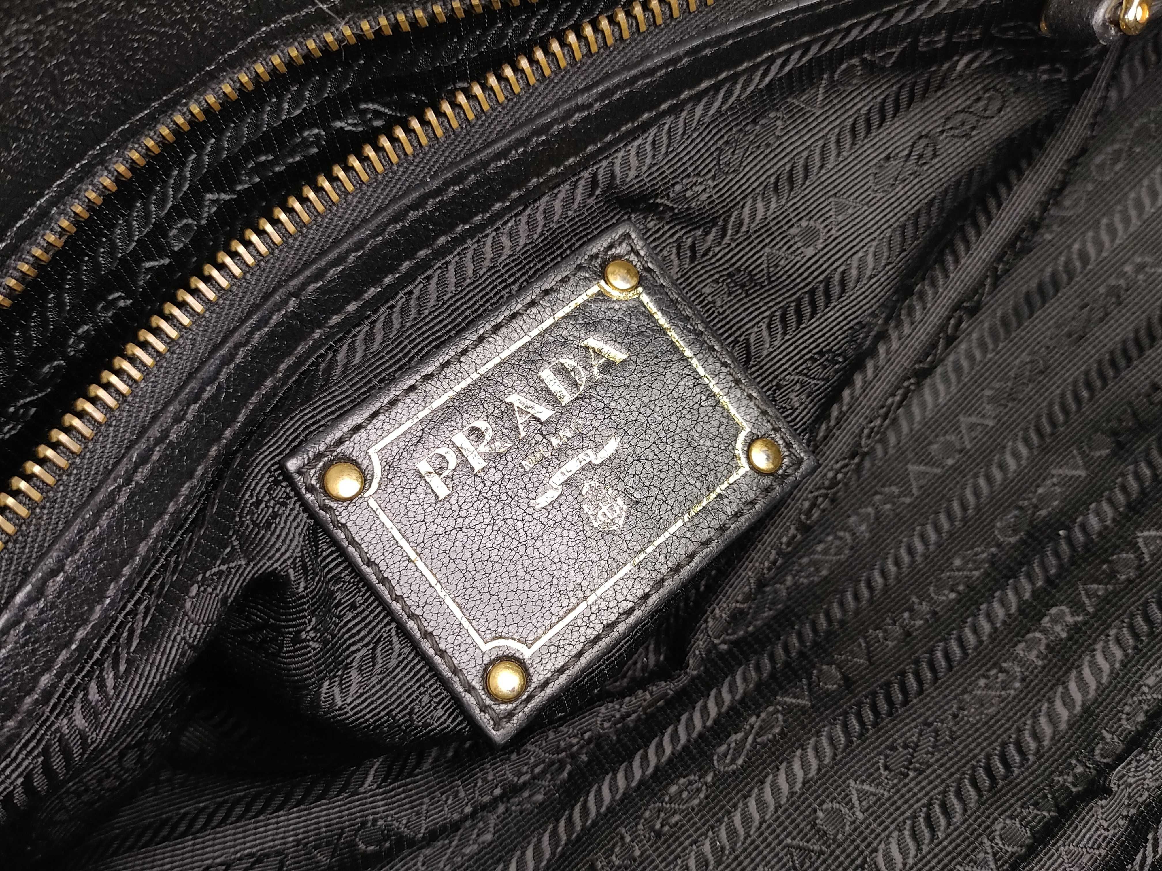 Nylon Prada Nylon Leather 2-way Shoulder Bag Black Serial Handbag — view 12