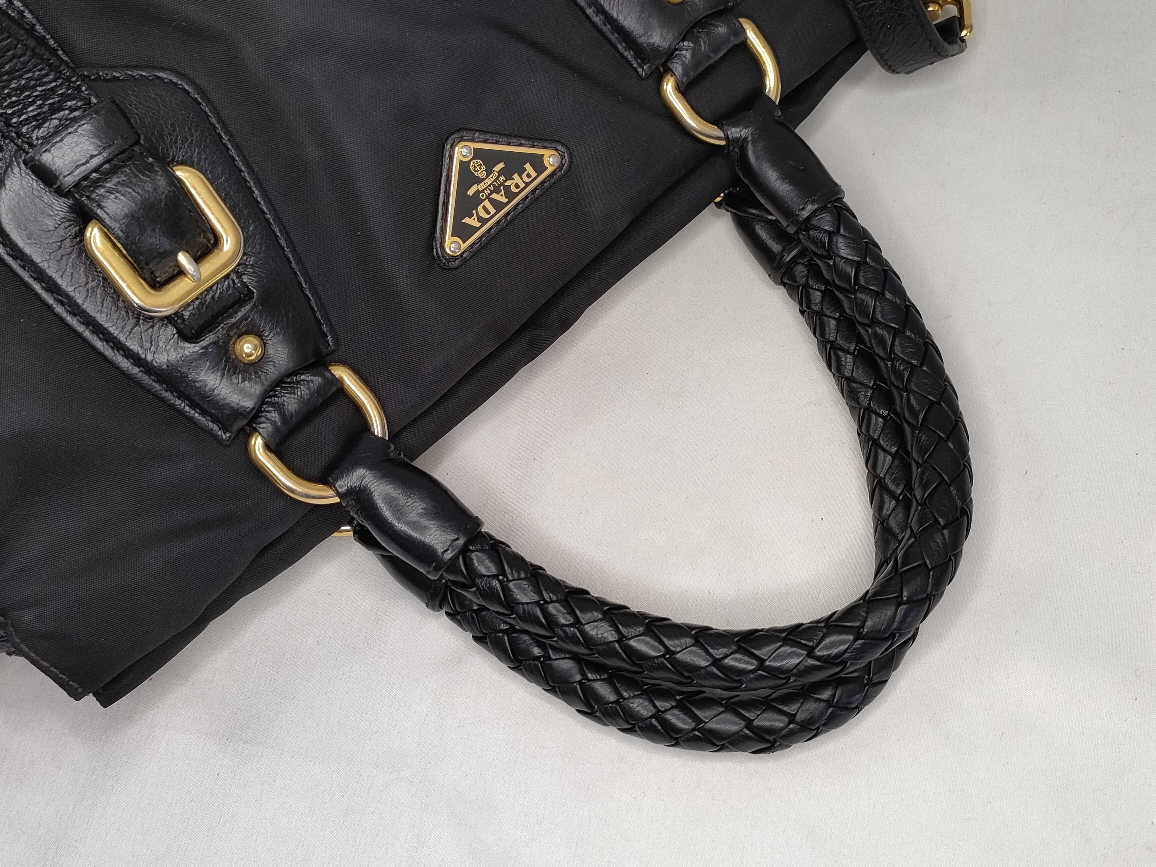Nylon Prada Nylon Leather 2-way Shoulder Bag Black Serial Handbag — view 3