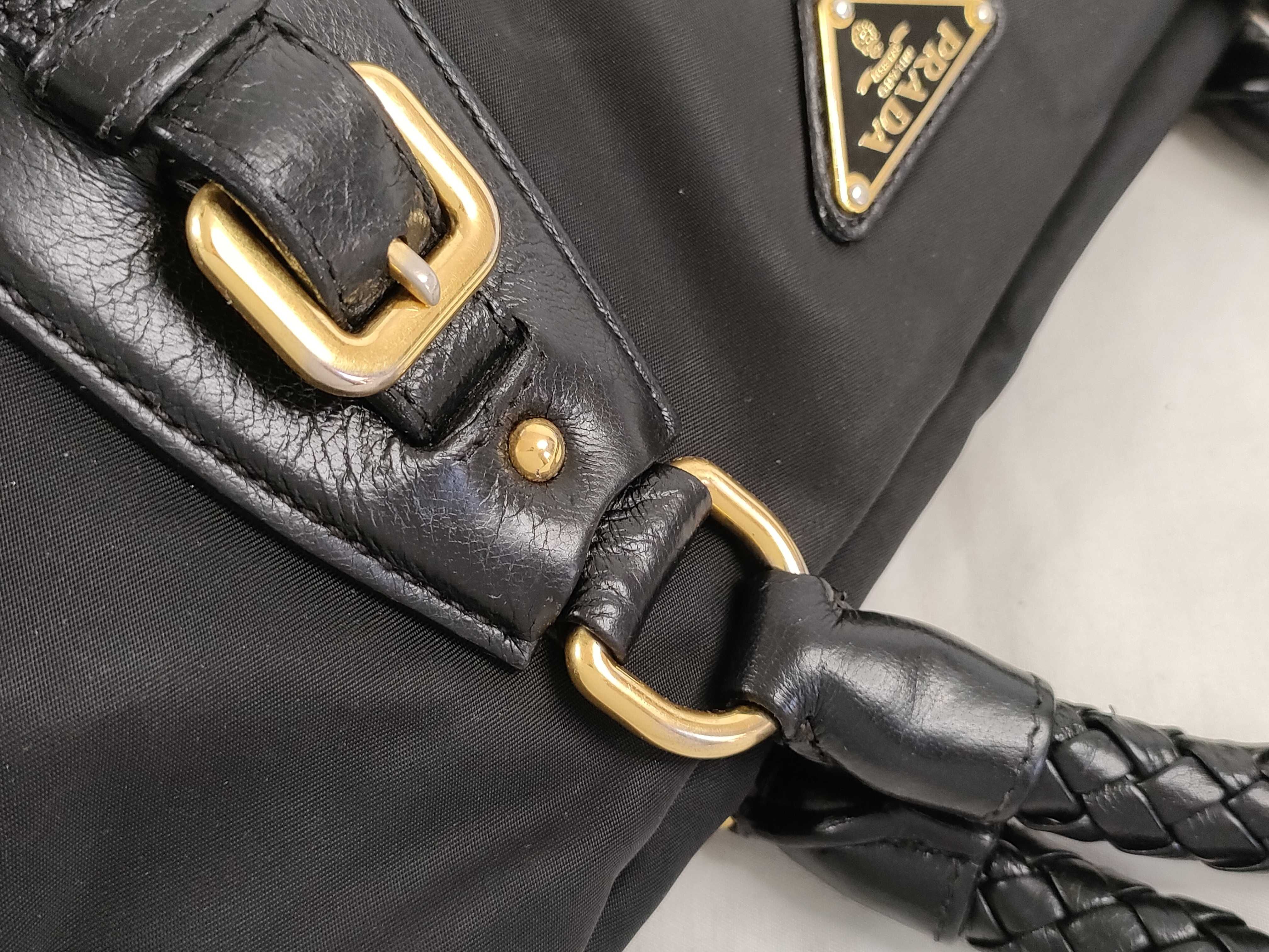 Nylon Prada Nylon Leather 2-way Shoulder Bag Black Serial Handbag — view 5